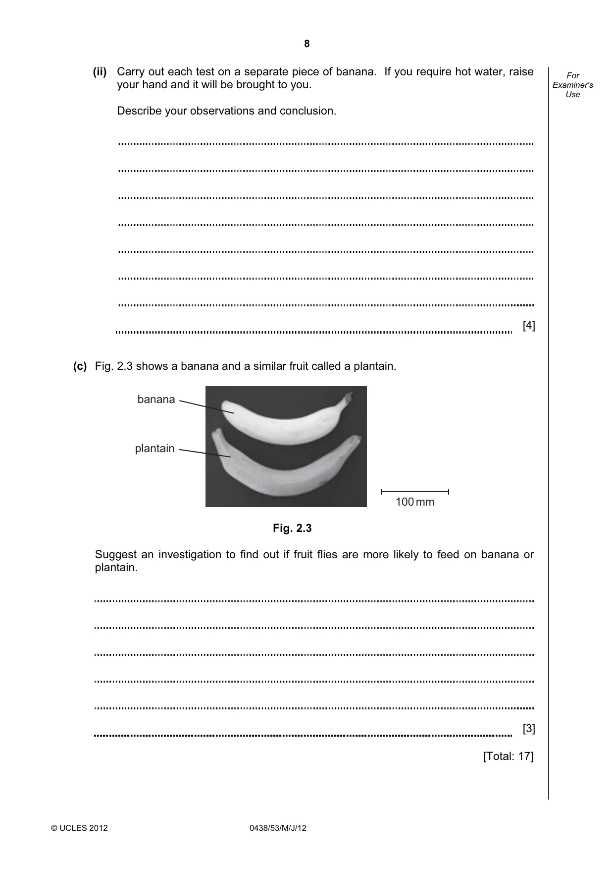 Cambridge IGCSE Biology (BES) 0438 2012 May/June Paper 5 · Variant 3 question paper, page 8 of 12
