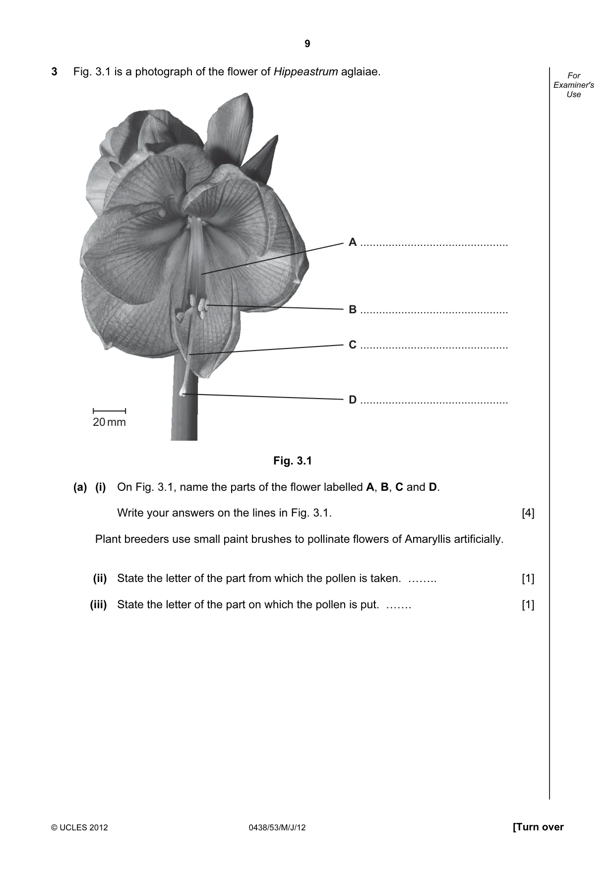 Cambridge IGCSE Biology (BES) 0438 2012 May/June Paper 5 · Variant 3 question paper, page 9 of 12
