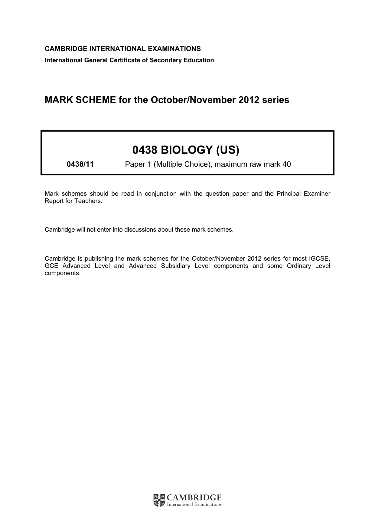 Mark scheme, page 1 of 2