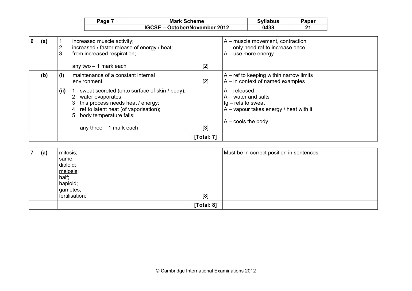 Mark scheme, page 7 of 9