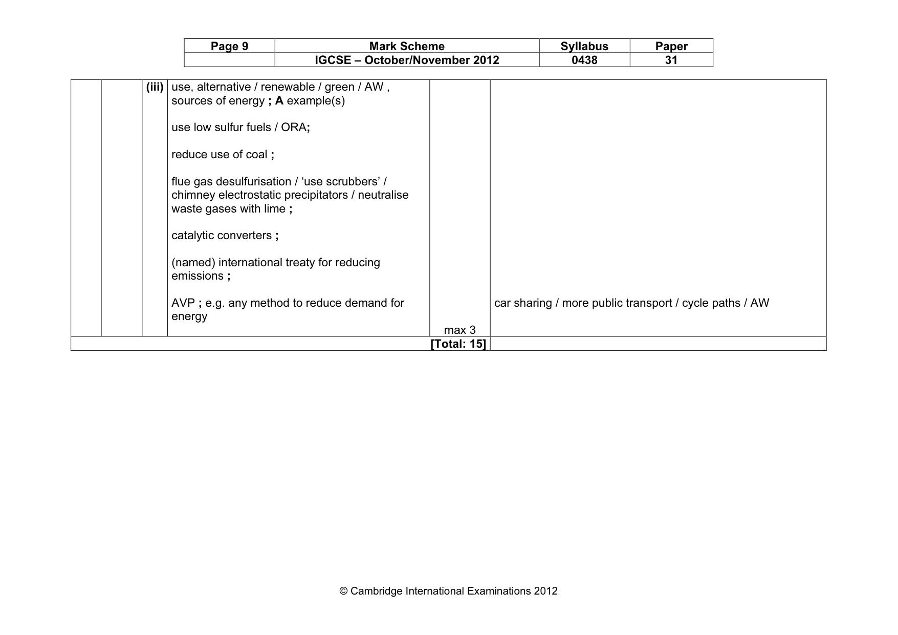 Mark scheme, page 9 of 11