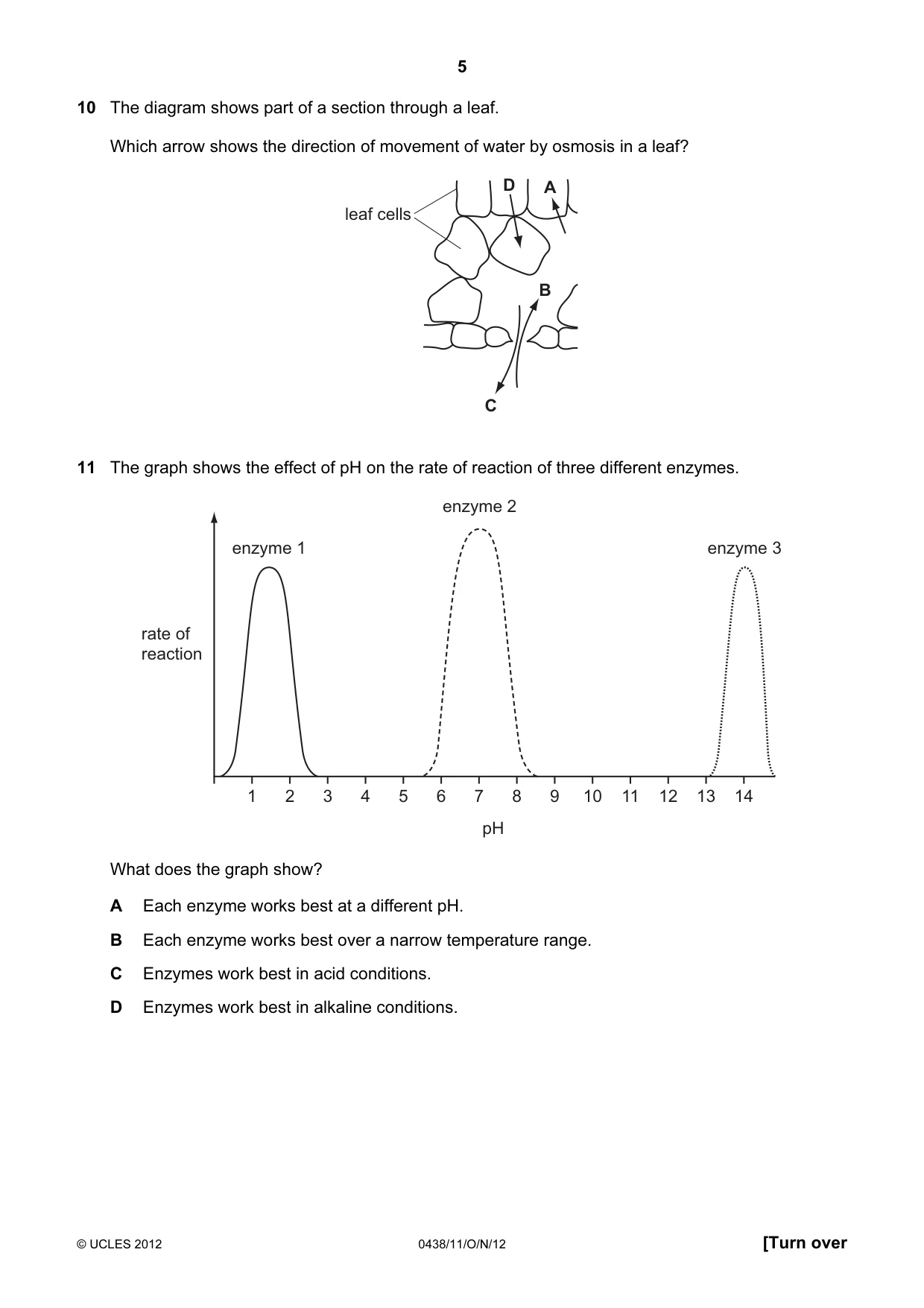 Cambridge IGCSE Biology (BES) 0438 2012 Oct/Nov Paper 1 · Variant 1 question paper, page 5 of 16