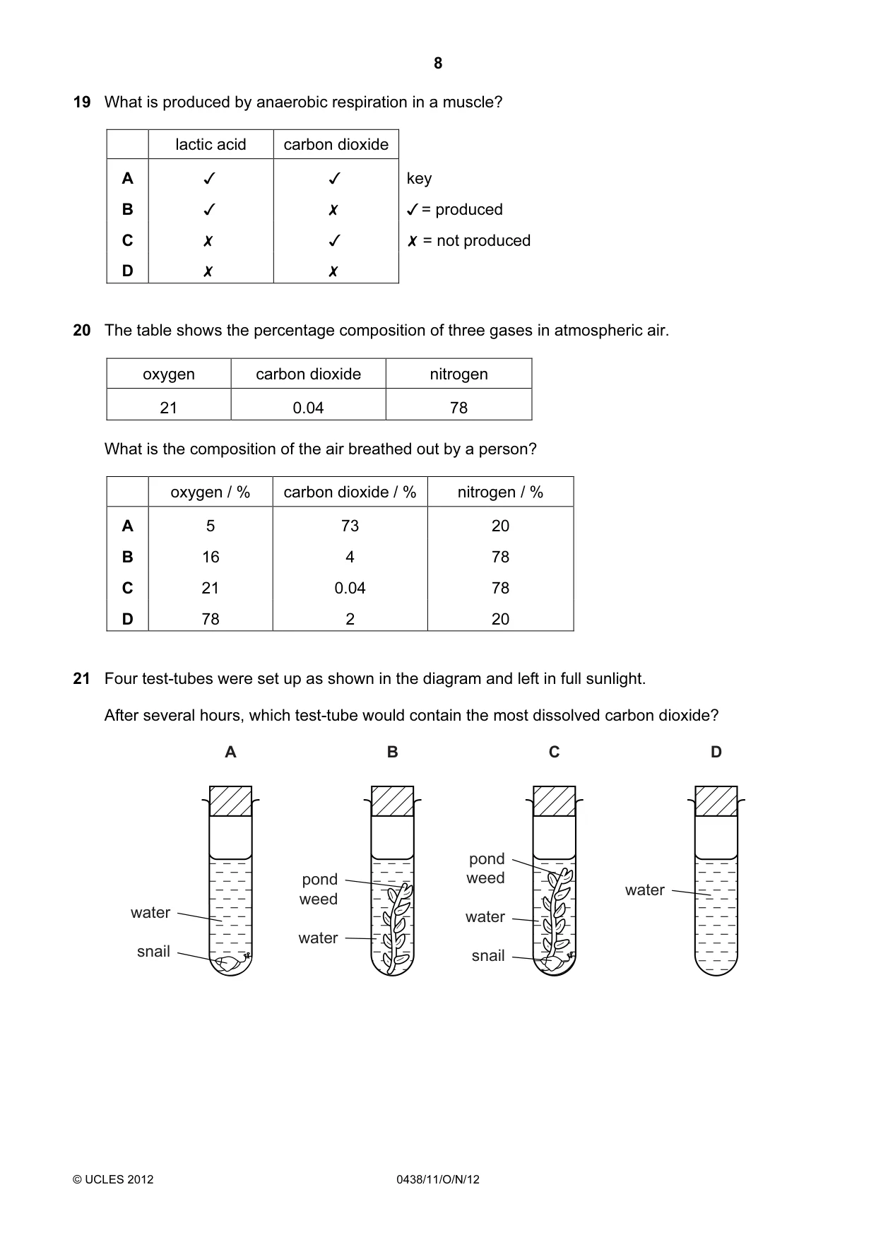Cambridge IGCSE Biology (BES) 0438 2012 Oct/Nov Paper 1 · Variant 1 question paper, page 8 of 16