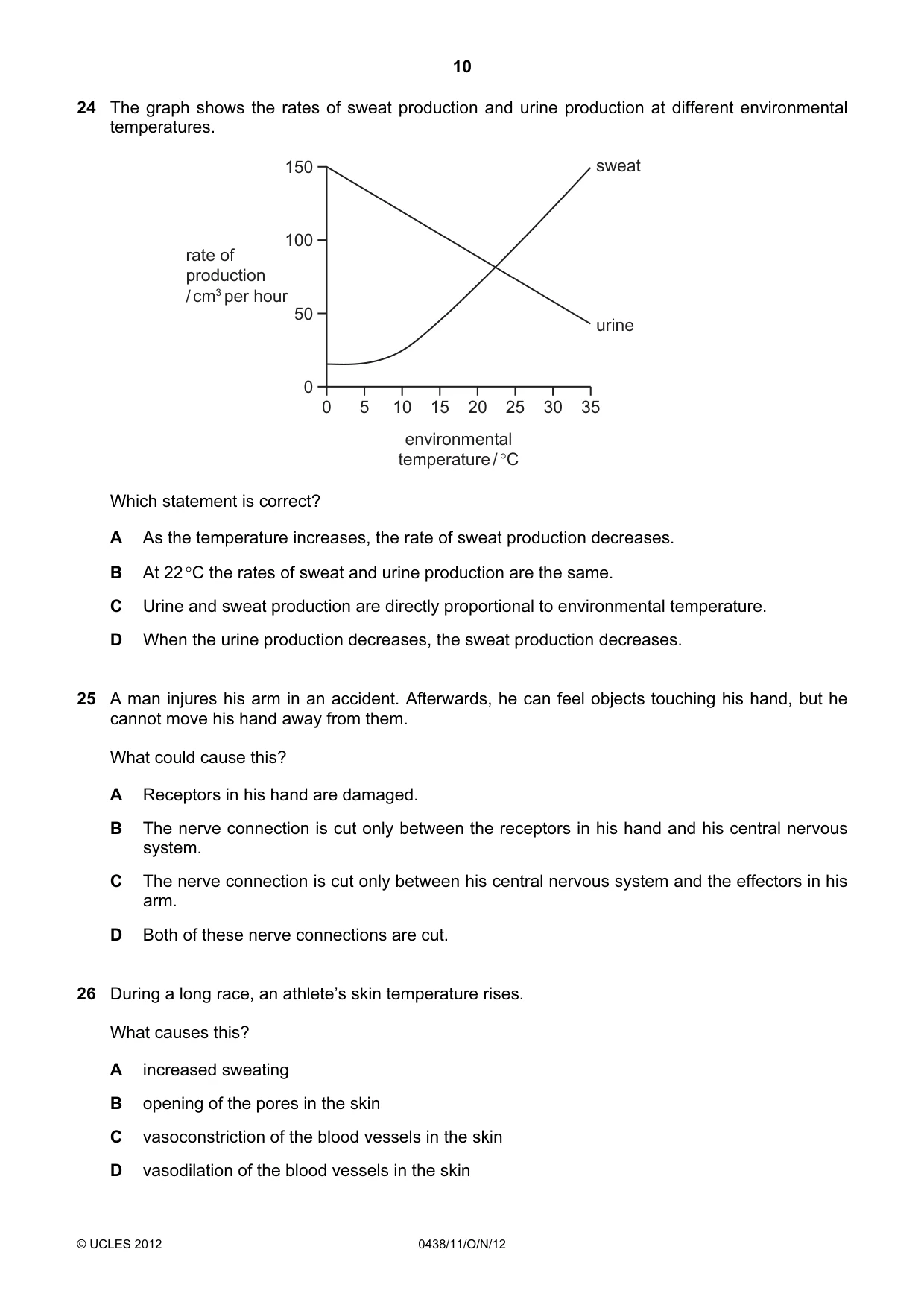 Cambridge IGCSE Biology (BES) 0438 2012 Oct/Nov Paper 1 · Variant 1 question paper, page 10 of 16