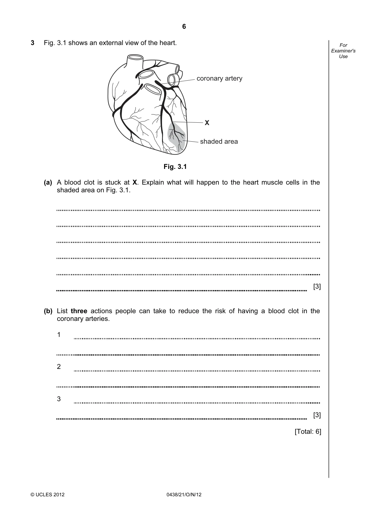 Cambridge IGCSE Biology (BES) 0438 2012 Oct/Nov Paper 2 · Variant 1 question paper, page 6 of 20