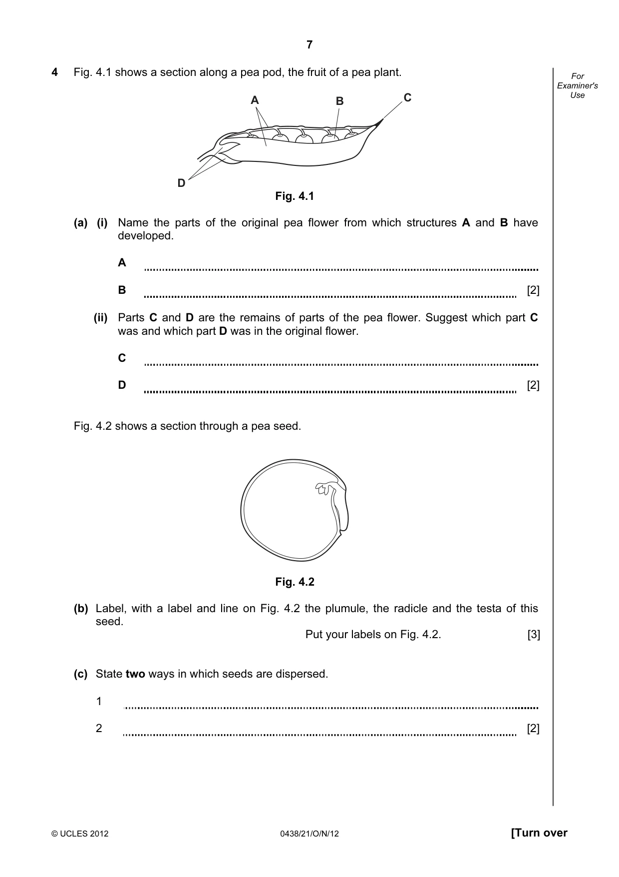 Cambridge IGCSE Biology (BES) 0438 2012 Oct/Nov Paper 2 · Variant 1 question paper, page 7 of 20