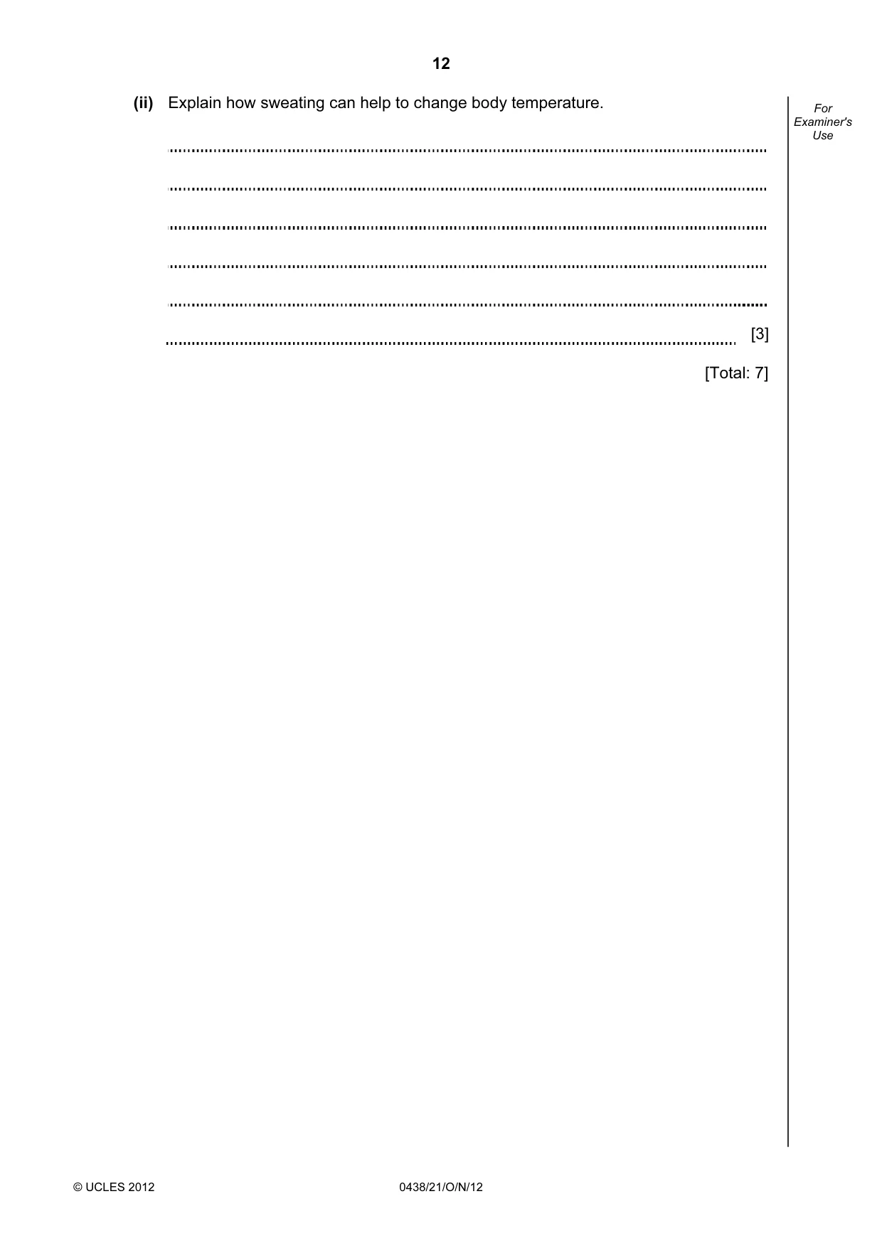 Cambridge IGCSE Biology (BES) 0438 2012 Oct/Nov Paper 2 · Variant 1 question paper, page 12 of 20