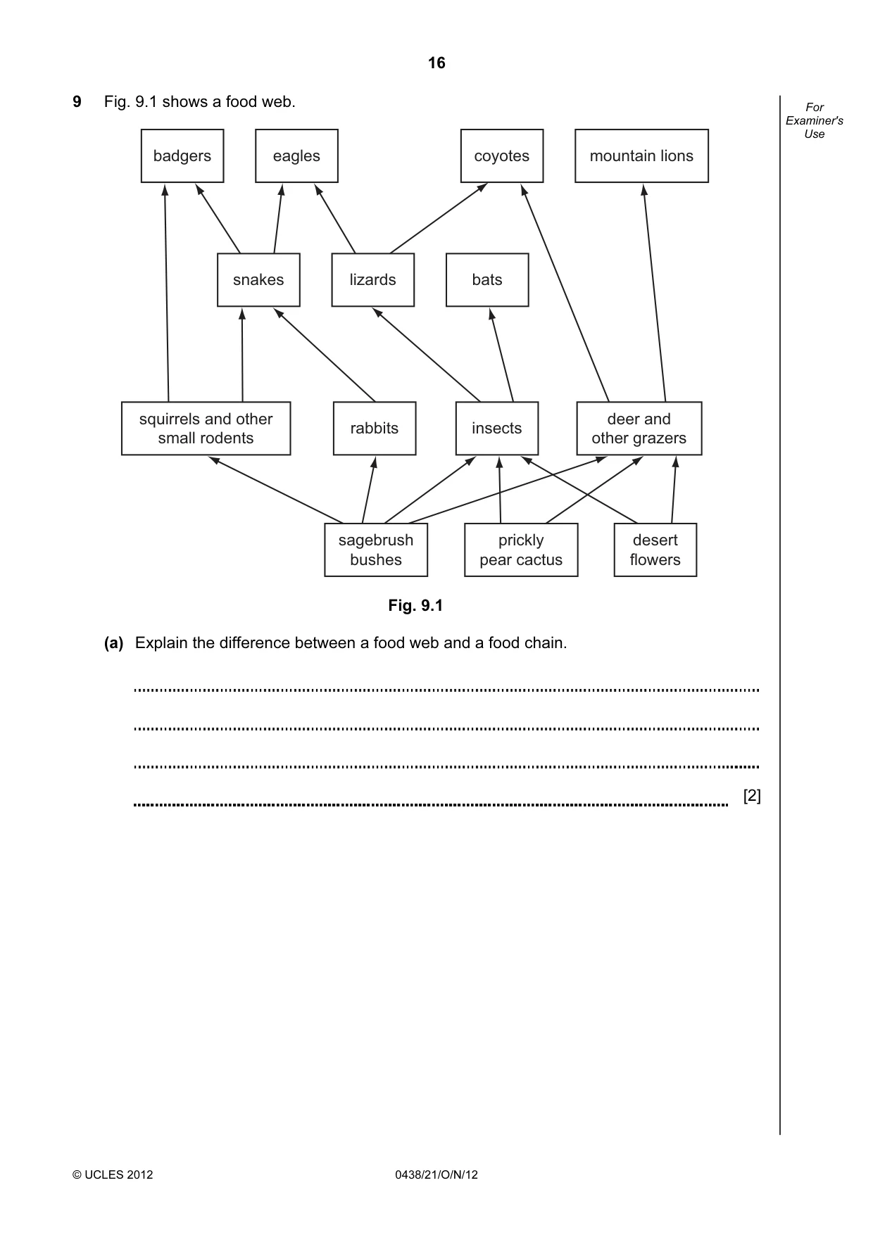 Cambridge IGCSE Biology (BES) 0438 2012 Oct/Nov Paper 2 · Variant 1 question paper, page 16 of 20