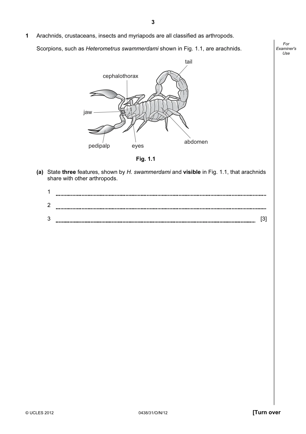 Cambridge IGCSE Biology (BES) 0438 2012 Oct/Nov Paper 3 · Variant 1 question paper, page 3 of 24