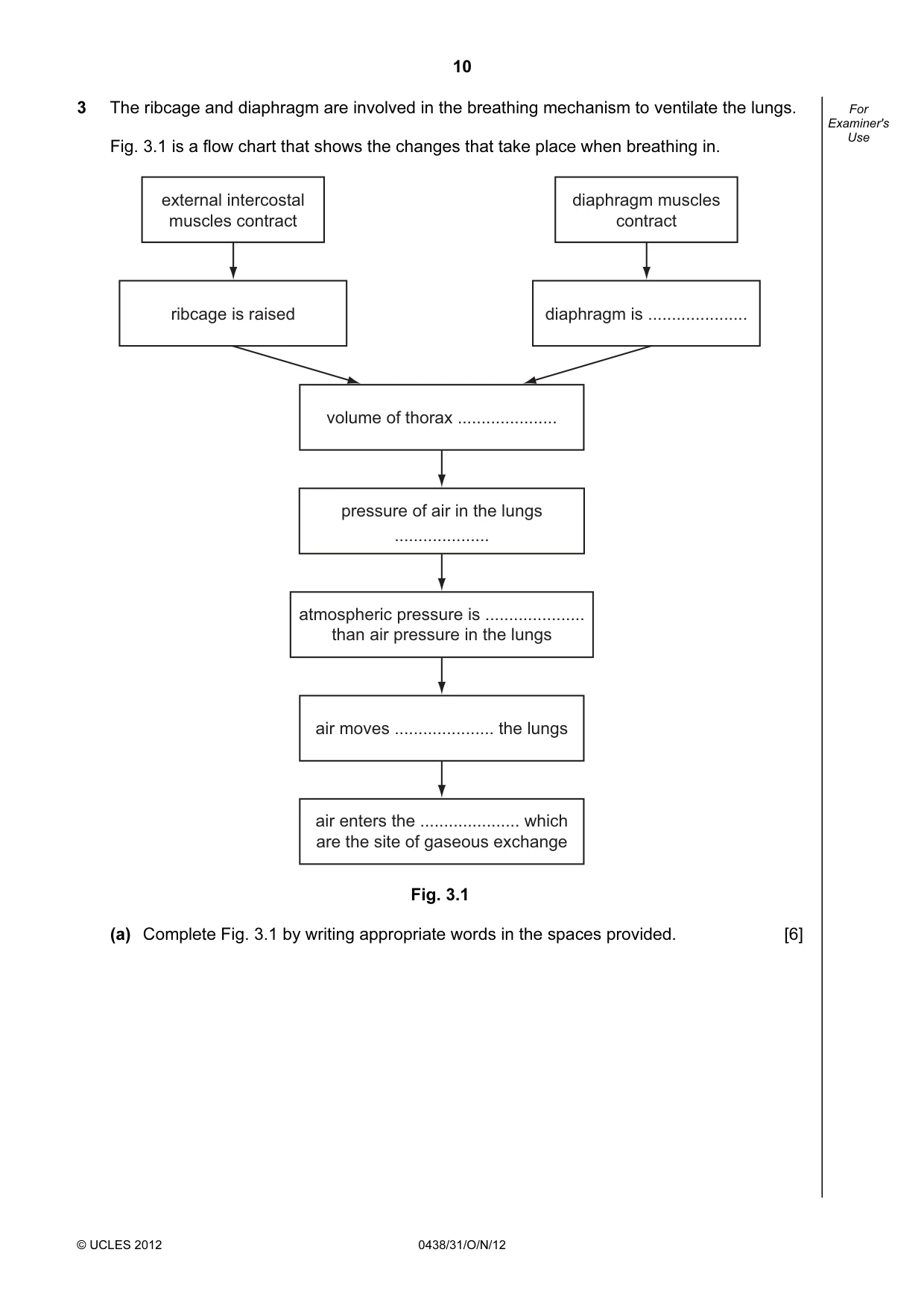 Cambridge IGCSE Biology (BES) 0438 2012 Oct/Nov Paper 3 · Variant 1 question paper, page 10 of 24