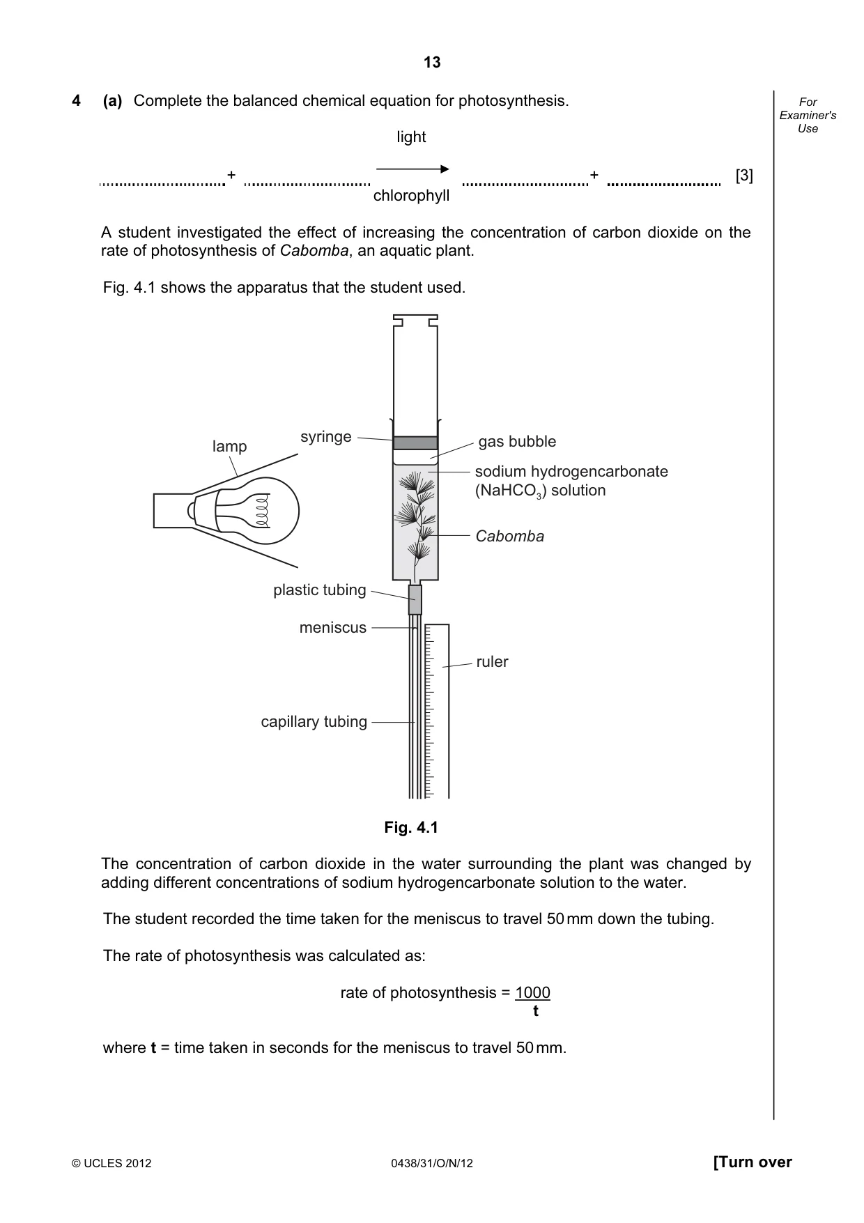 Cambridge IGCSE Biology (BES) 0438 2012 Oct/Nov Paper 3 · Variant 1 question paper, page 13 of 24