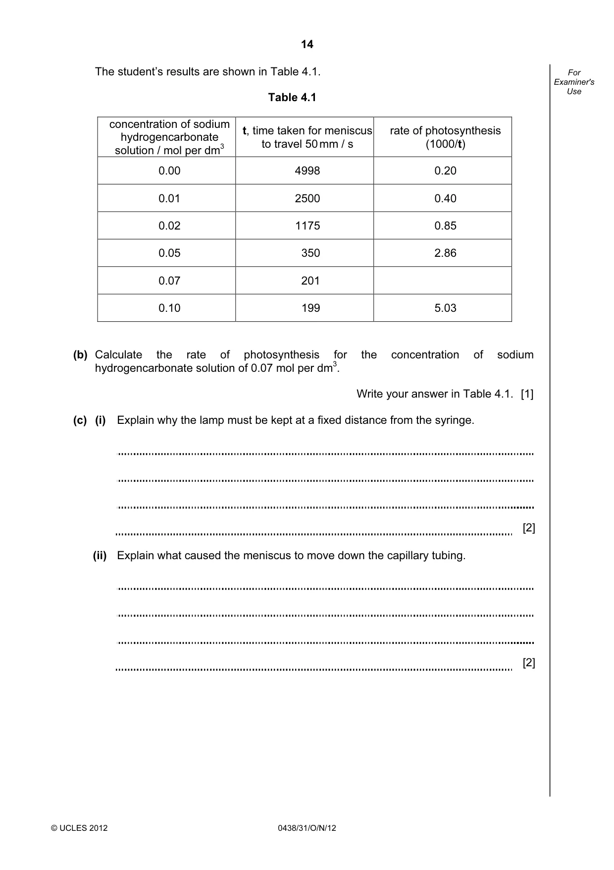 Cambridge IGCSE Biology (BES) 0438 2012 Oct/Nov Paper 3 · Variant 1 question paper, page 14 of 24