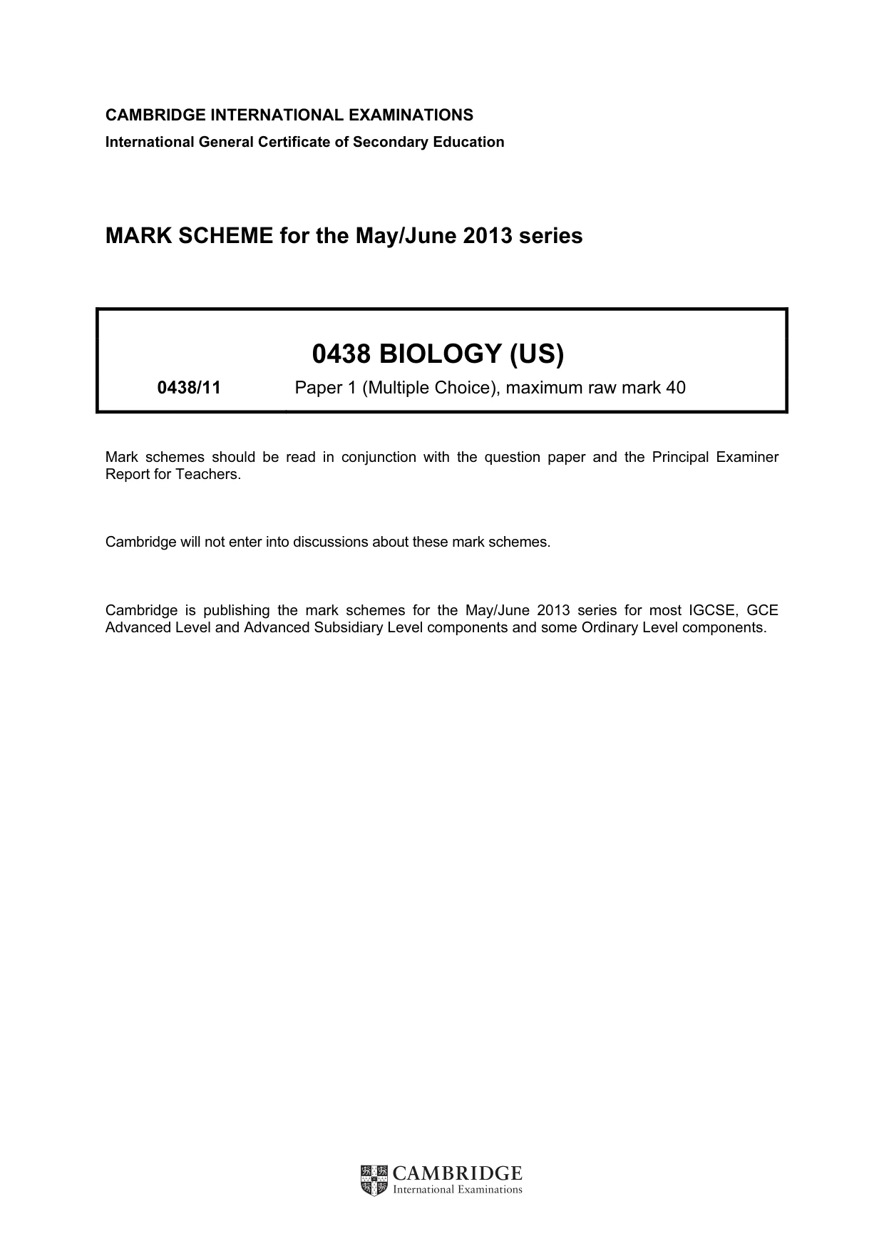 Mark scheme, page 1 of 2