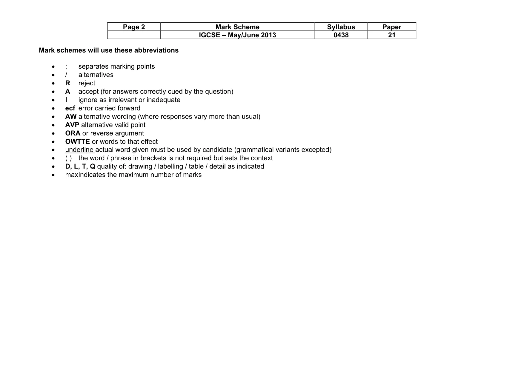 Mark scheme, page 2 of 13