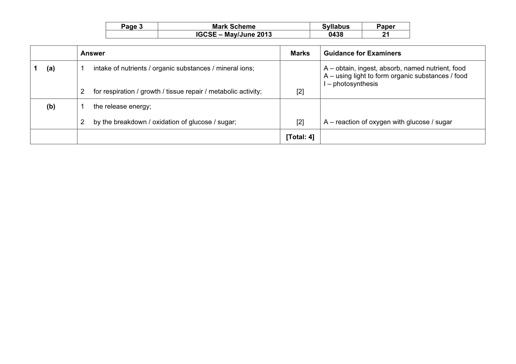 Mark scheme, page 3 of 13