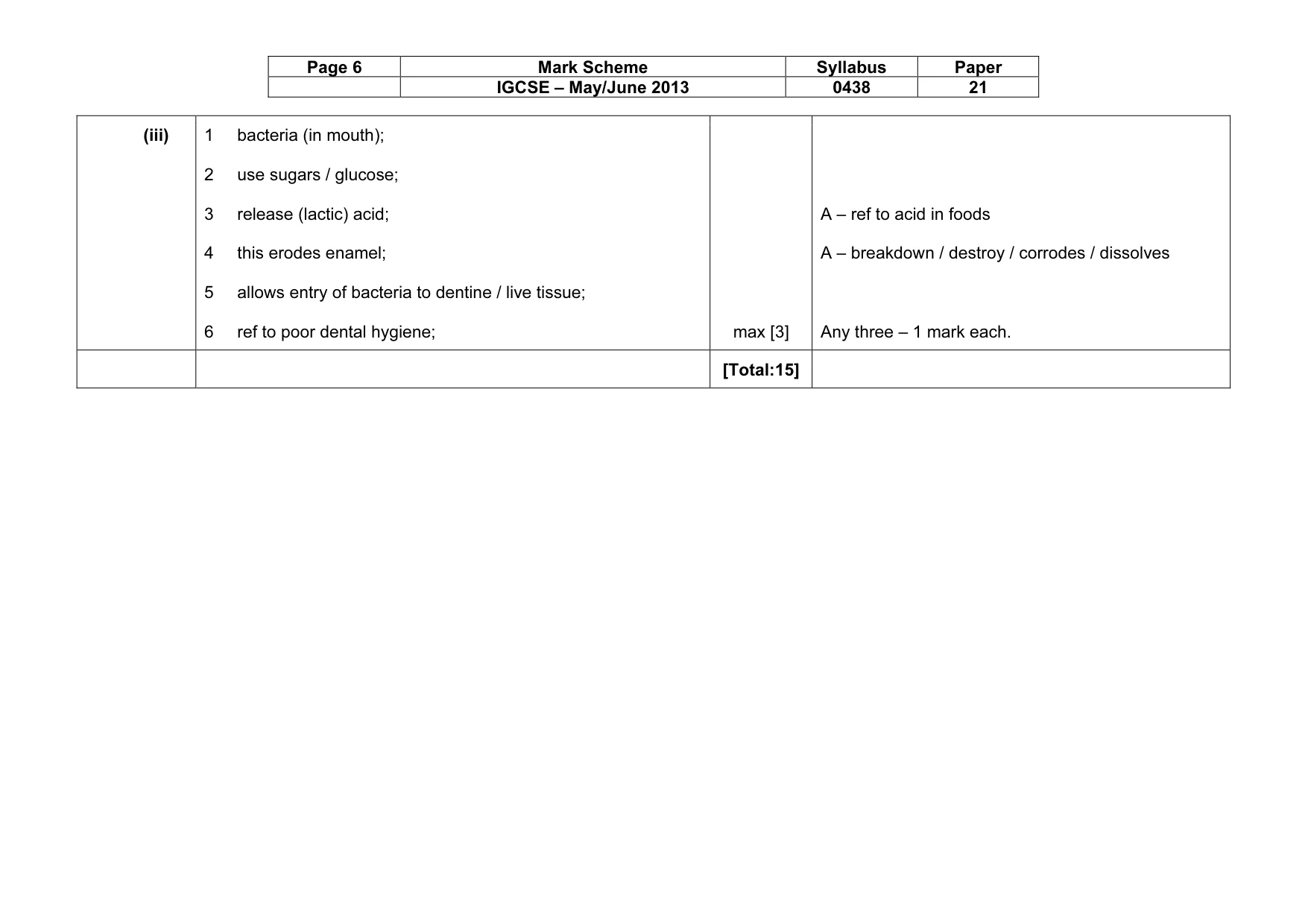 Mark scheme, page 6 of 13