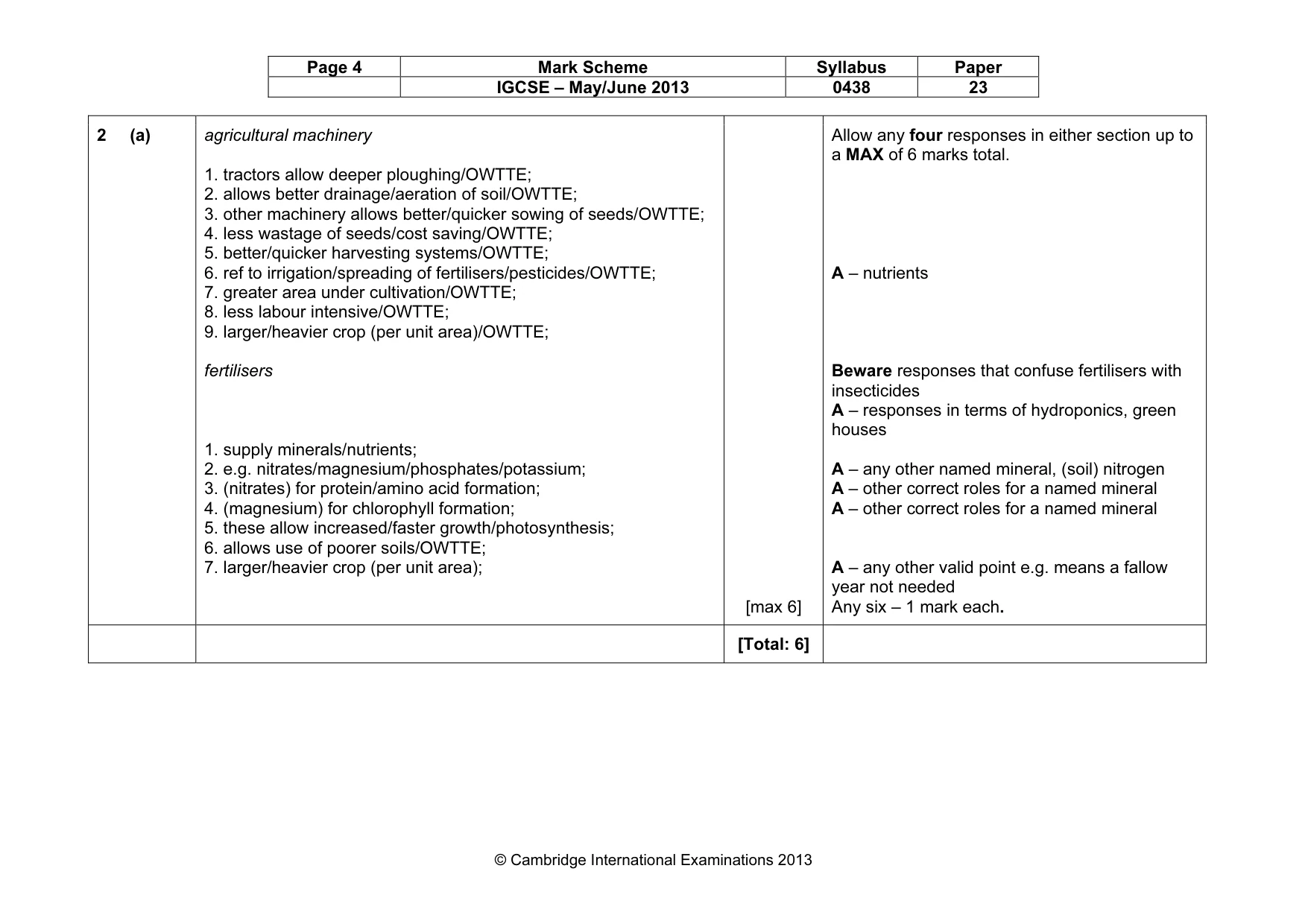 Mark scheme, page 4 of 10