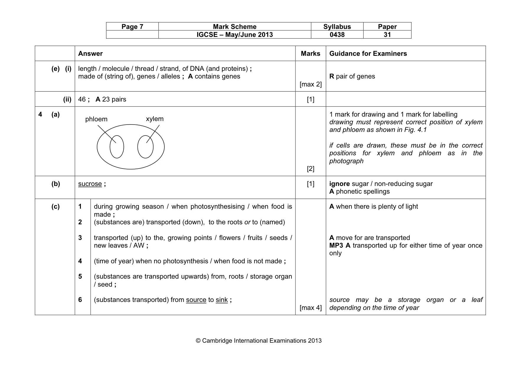Mark scheme, page 7 of 10