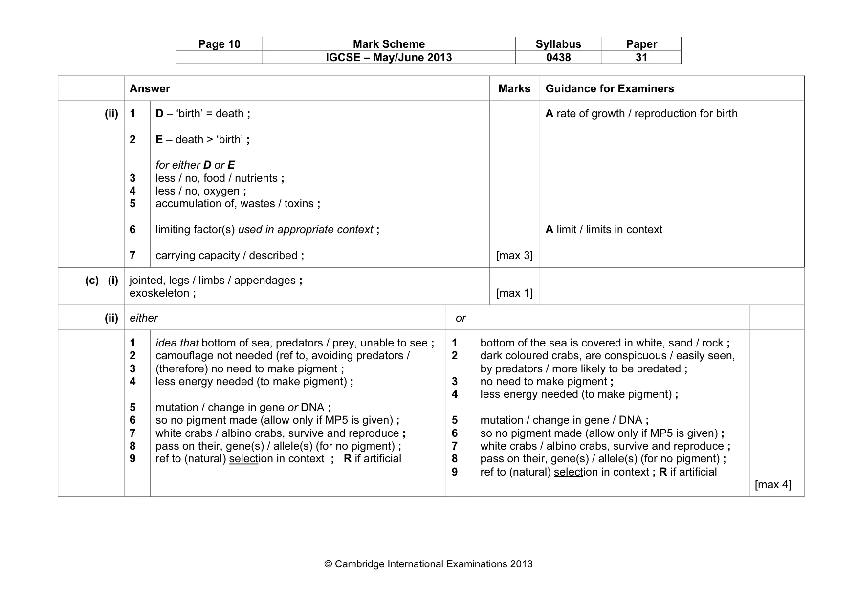 Mark scheme, page 10 of 10