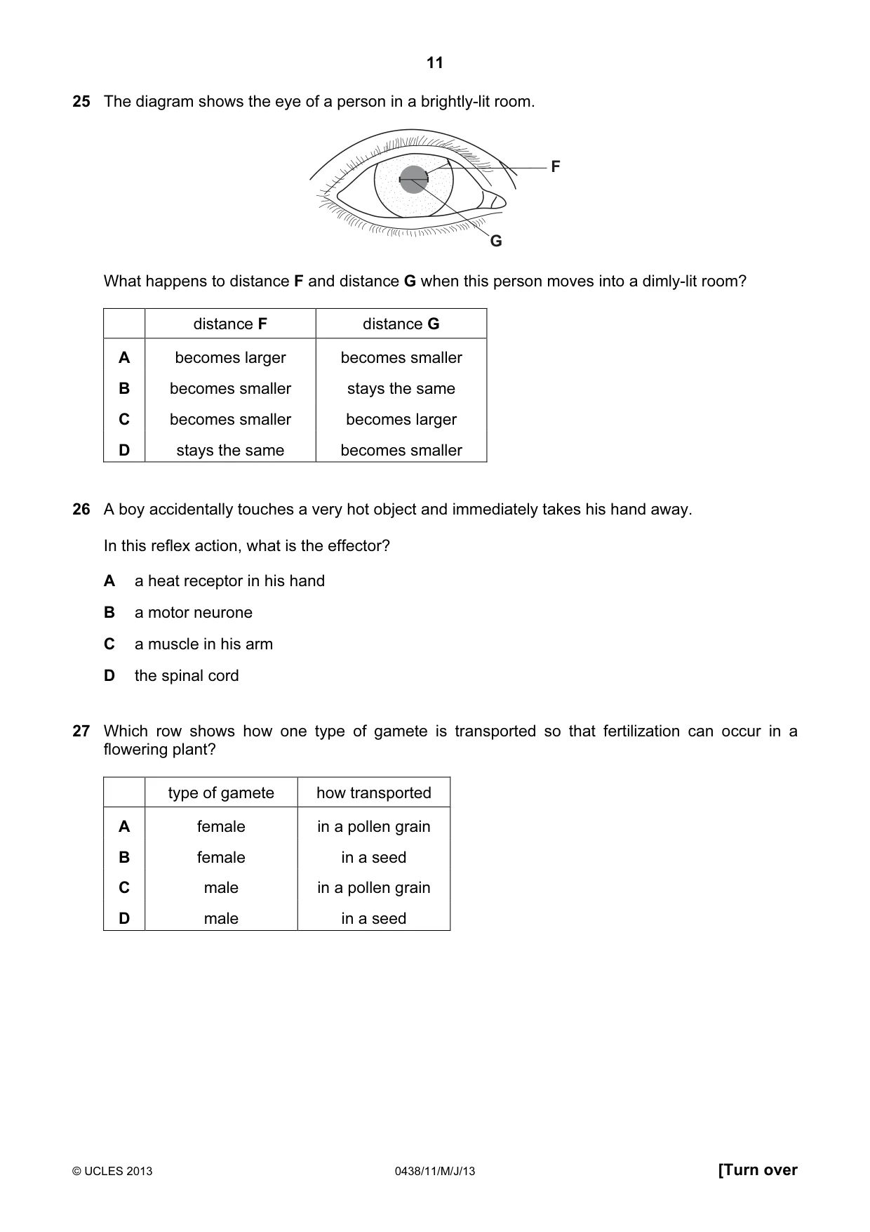 Cambridge IGCSE Biology (BES) 0438 2013 May/June Paper 1 · Variant 1 question paper, page 11 of 16