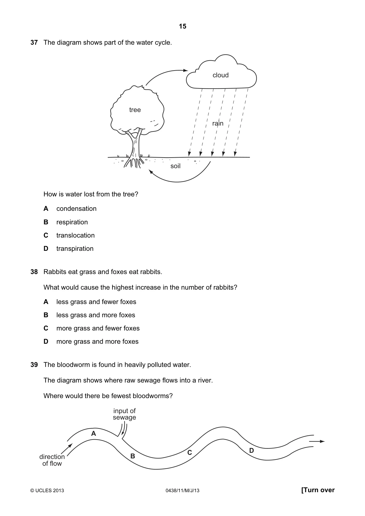 Cambridge IGCSE Biology (BES) 0438 2013 May/June Paper 1 · Variant 1 question paper, page 15 of 16