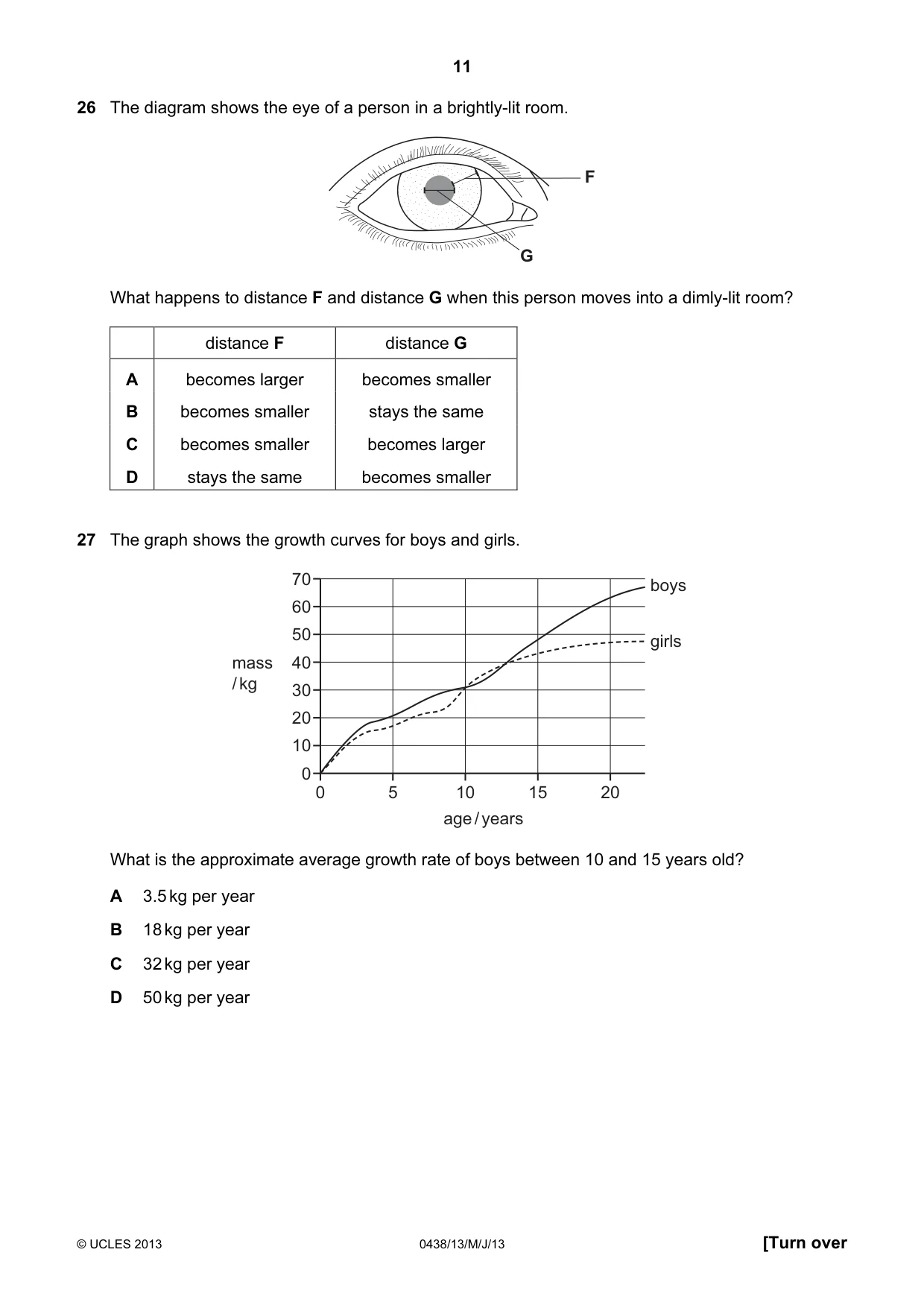 Cambridge IGCSE Biology (BES) 0438 2013 May/June Paper 1 · Variant 3 question paper, page 11 of 16