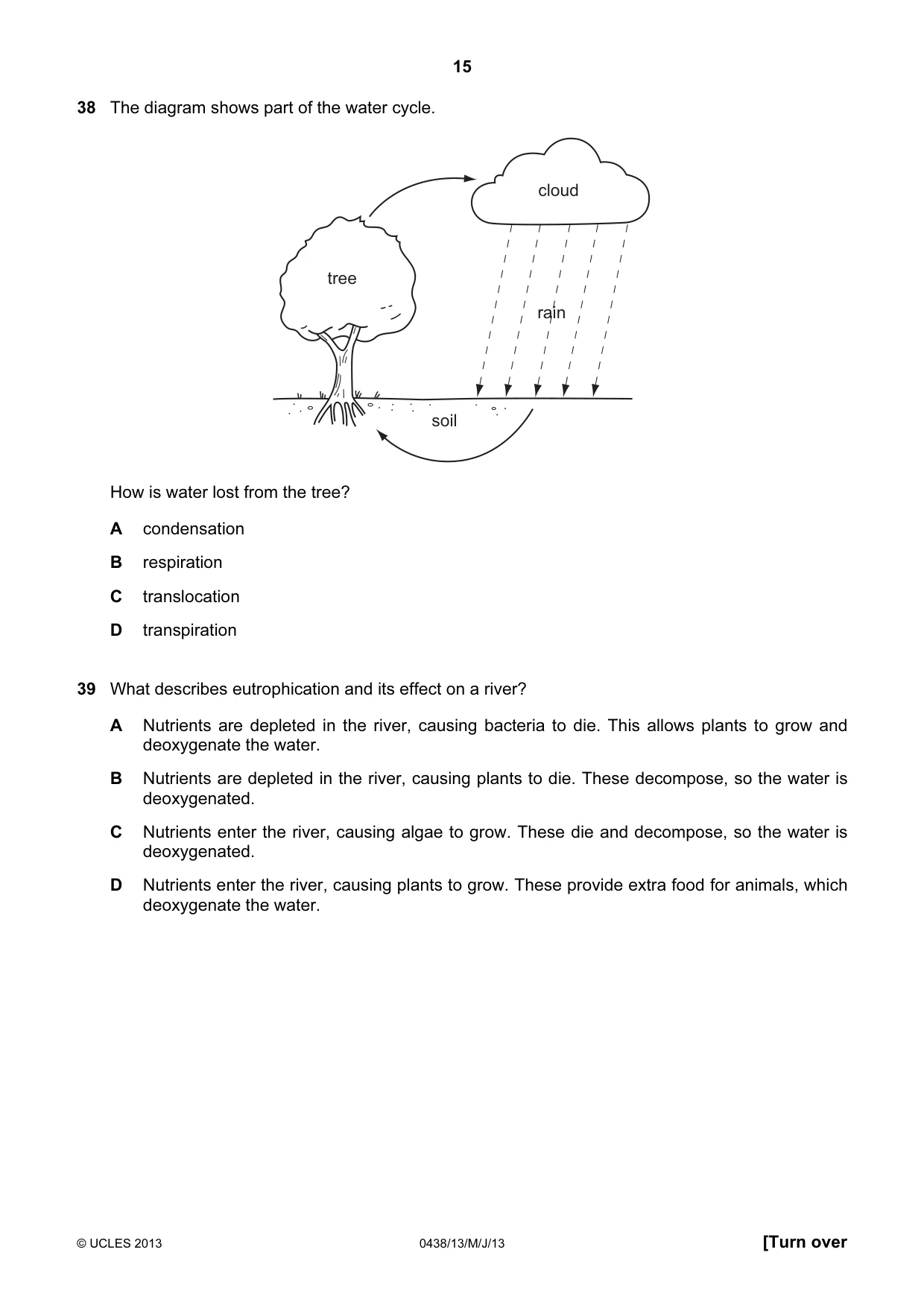 Cambridge IGCSE Biology (BES) 0438 2013 May/June Paper 1 · Variant 3 question paper, page 15 of 16