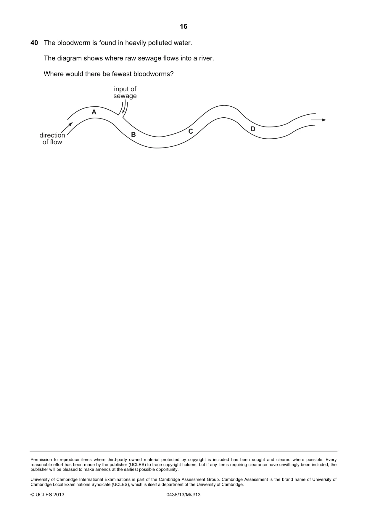 Cambridge IGCSE Biology (BES) 0438 2013 May/June Paper 1 · Variant 3 question paper, page 16 of 16
