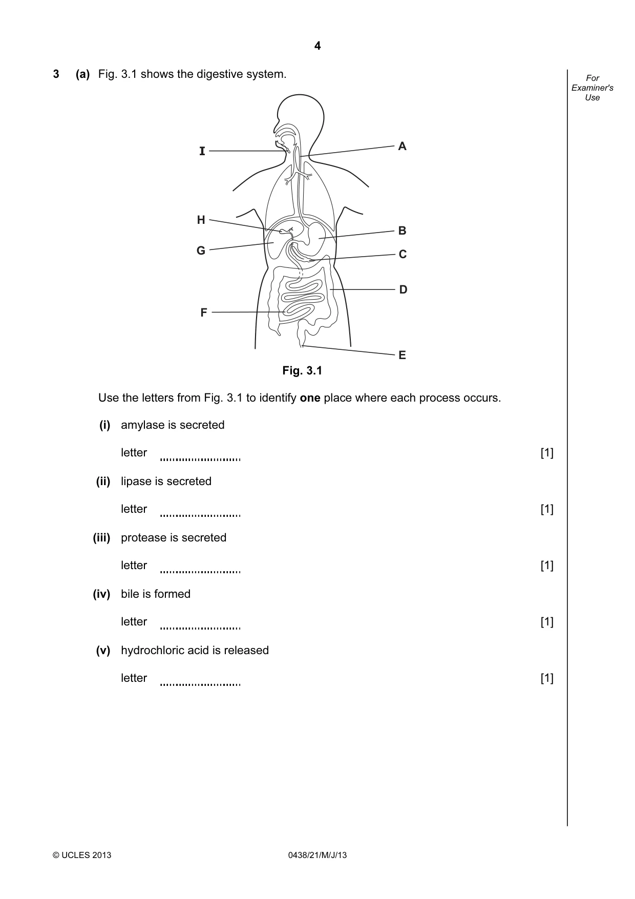 Cambridge IGCSE Biology (BES) 0438 2013 May/June Paper 2 · Variant 1 question paper, page 4 of 20