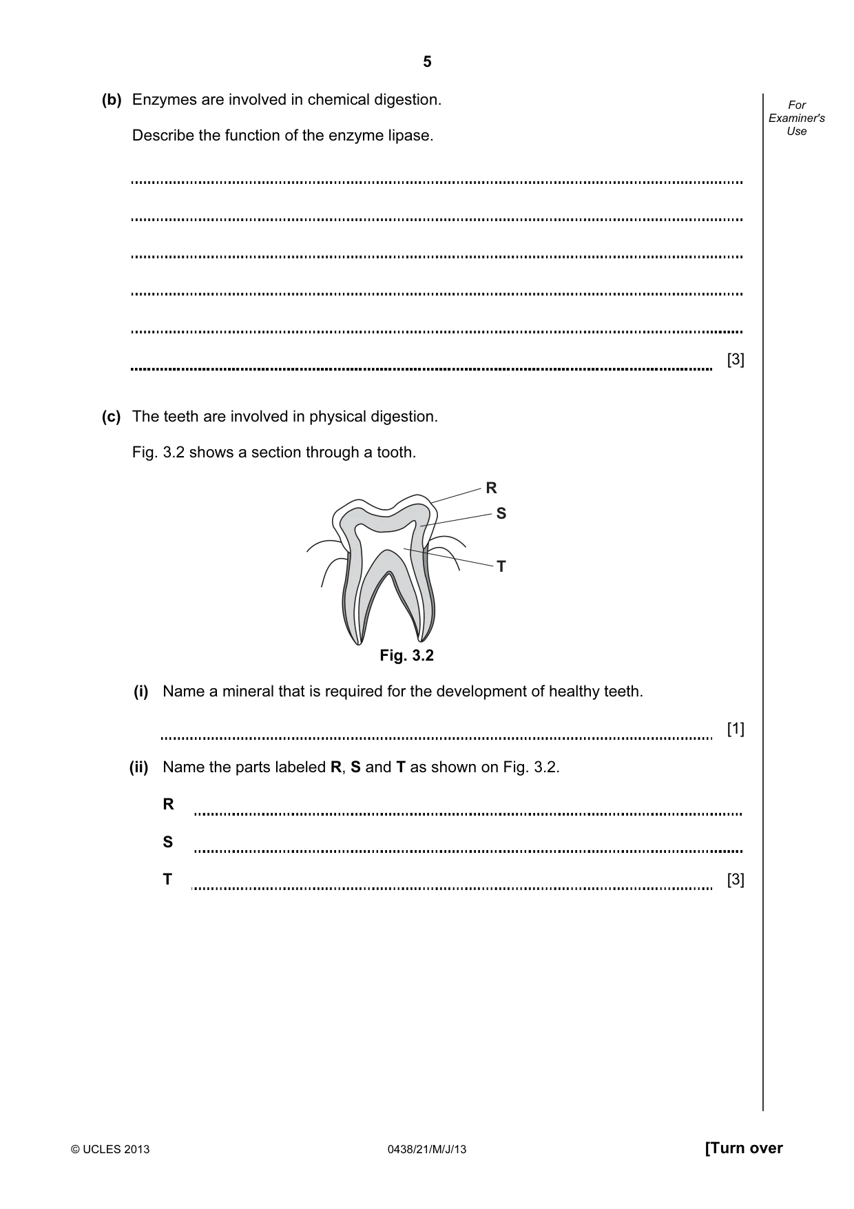 Cambridge IGCSE Biology (BES) 0438 2013 May/June Paper 2 · Variant 1 question paper, page 5 of 20