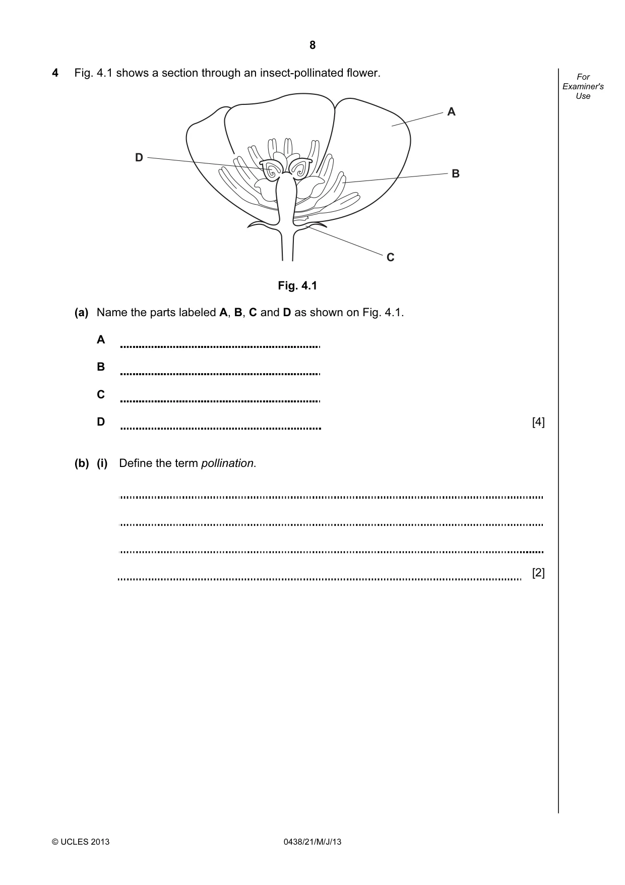 Cambridge IGCSE Biology (BES) 0438 2013 May/June Paper 2 · Variant 1 question paper, page 8 of 20