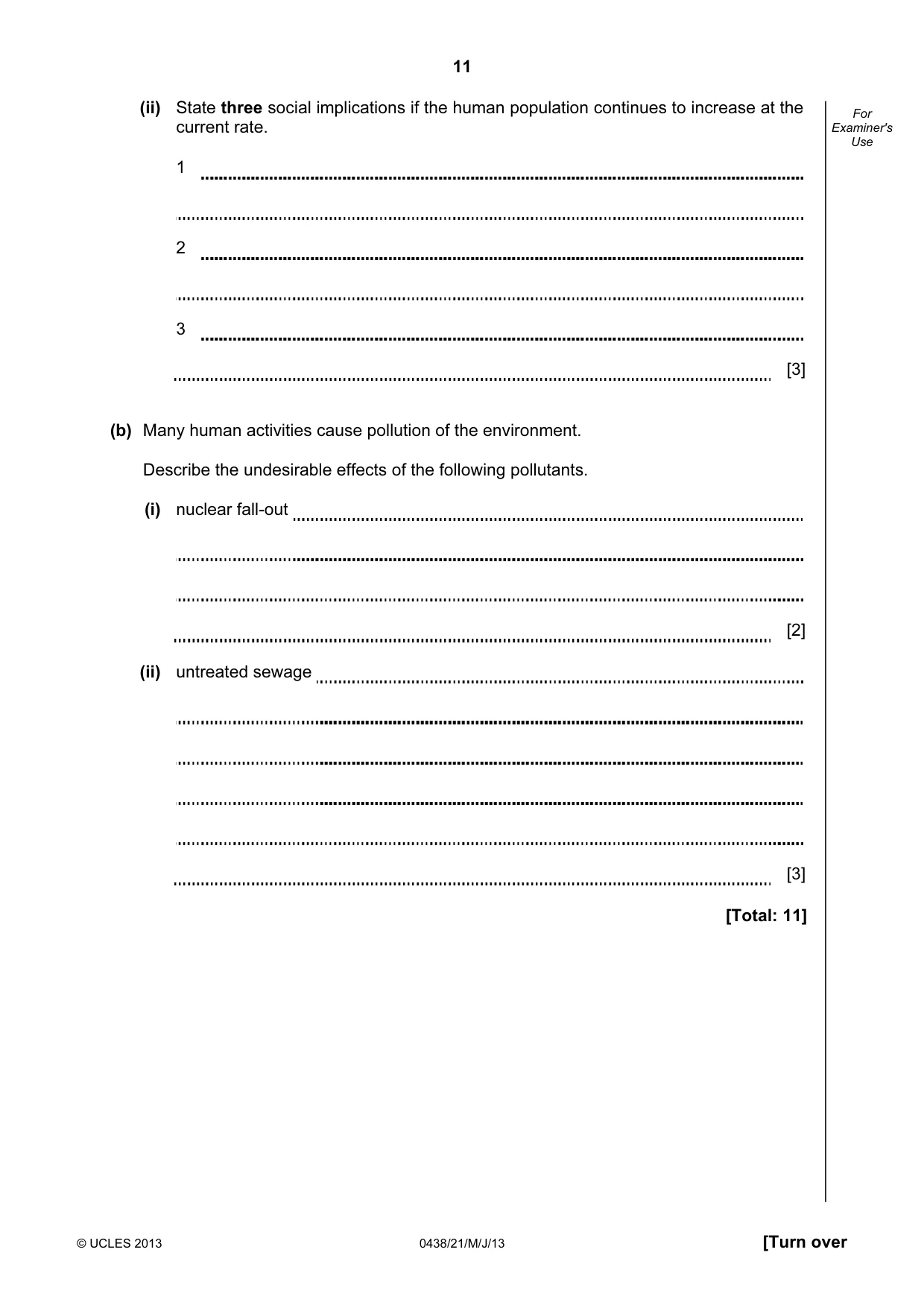 Cambridge IGCSE Biology (BES) 0438 2013 May/June Paper 2 · Variant 1 question paper, page 11 of 20