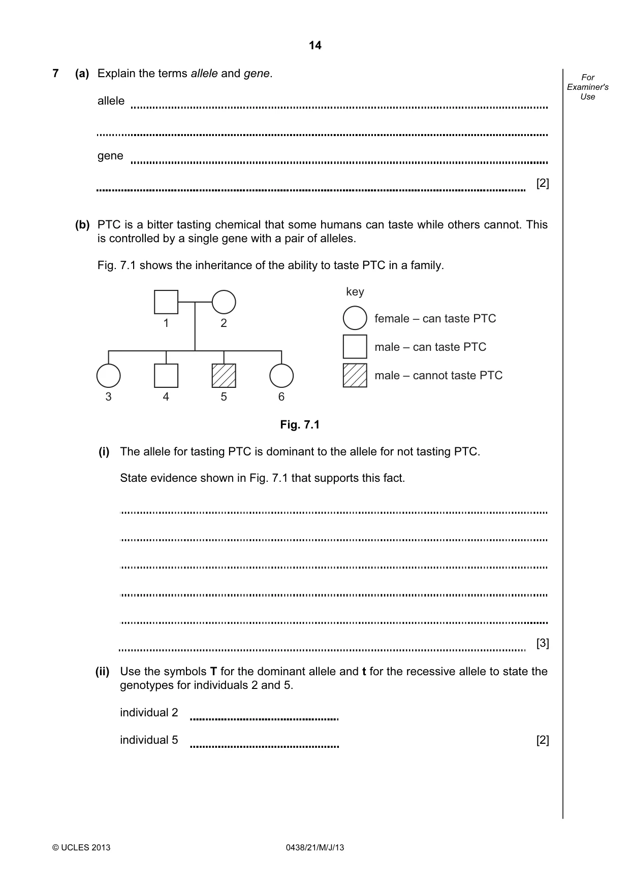 Cambridge IGCSE Biology (BES) 0438 2013 May/June Paper 2 · Variant 1 question paper, page 14 of 20