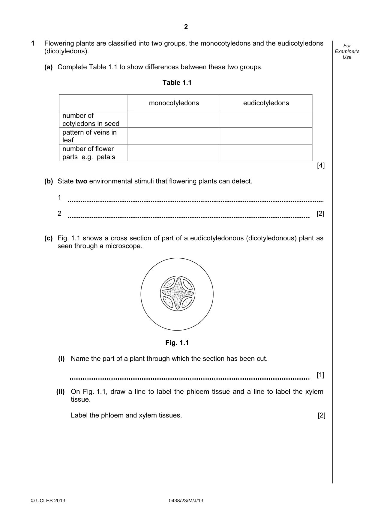 Cambridge IGCSE Biology (BES) 0438 2013 May/June Paper 2 · Variant 3 question paper, page 2 of 20