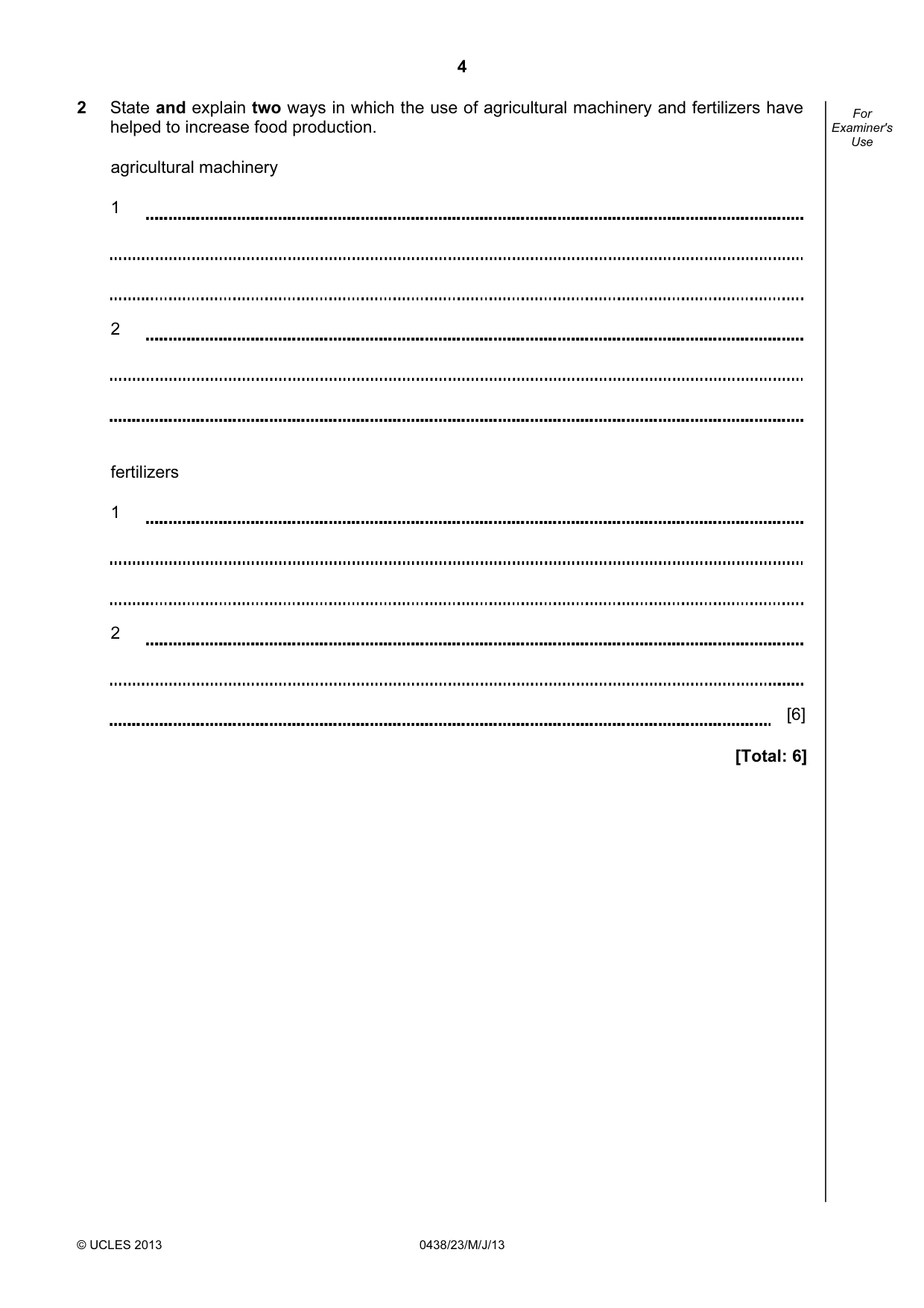 Cambridge IGCSE Biology (BES) 0438 2013 May/June Paper 2 · Variant 3 question paper, page 4 of 20