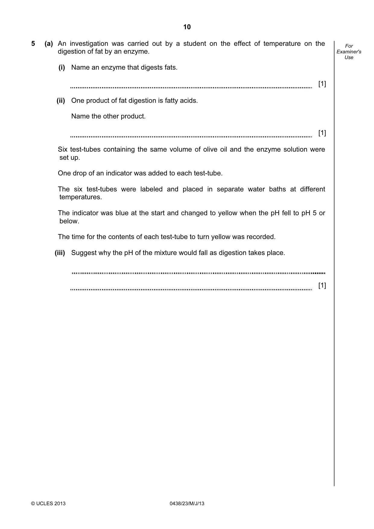 Cambridge IGCSE Biology (BES) 0438 2013 May/June Paper 2 · Variant 3 question paper, page 10 of 20