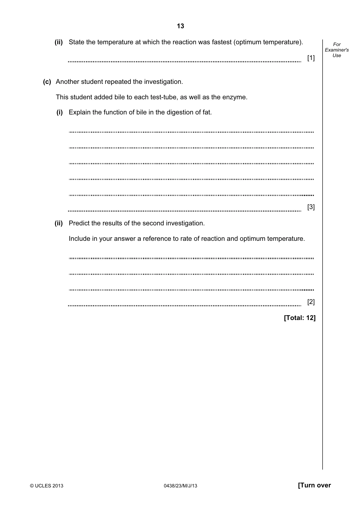 Cambridge IGCSE Biology (BES) 0438 2013 May/June Paper 2 · Variant 3 question paper, page 13 of 20