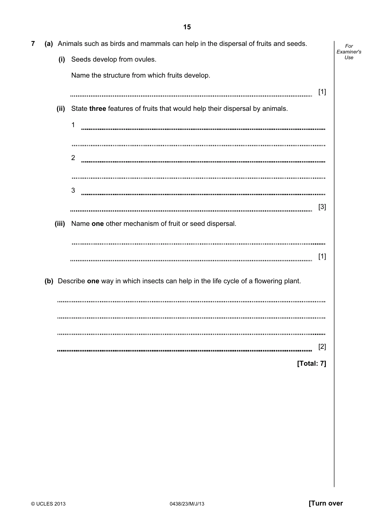 Cambridge IGCSE Biology (BES) 0438 2013 May/June Paper 2 · Variant 3 question paper, page 15 of 20