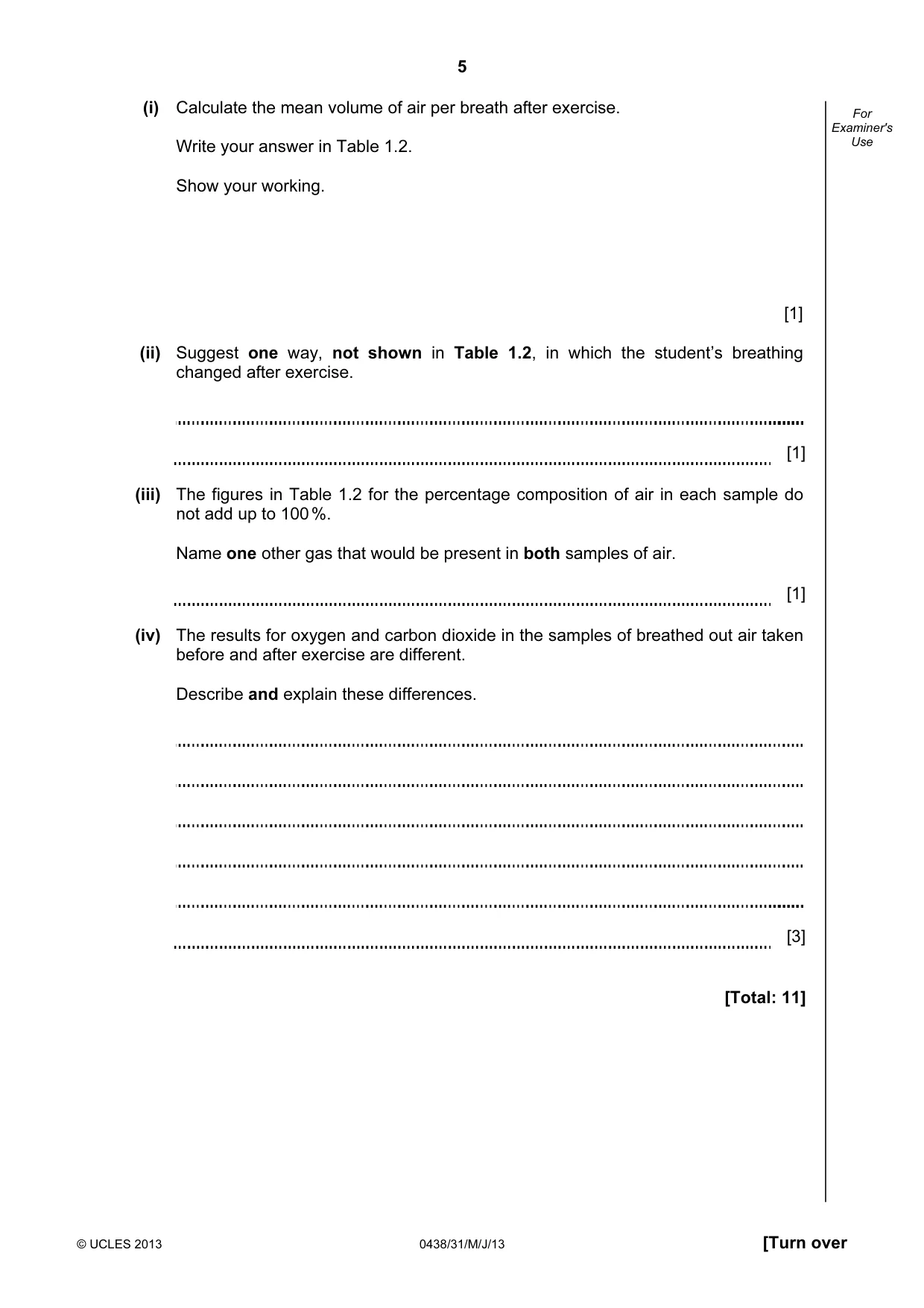 Cambridge IGCSE Biology (BES) 0438 2013 May/June Paper 3 · Variant 1 question paper, page 5 of 20