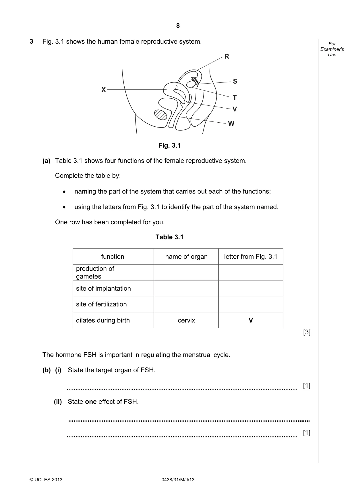 Cambridge IGCSE Biology (BES) 0438 2013 May/June Paper 3 · Variant 1 question paper, page 8 of 20