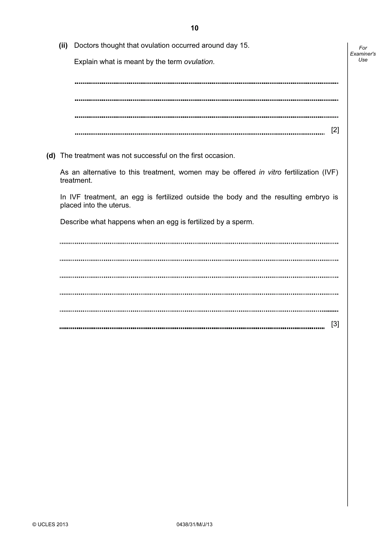 Cambridge IGCSE Biology (BES) 0438 2013 May/June Paper 3 · Variant 1 question paper, page 10 of 20