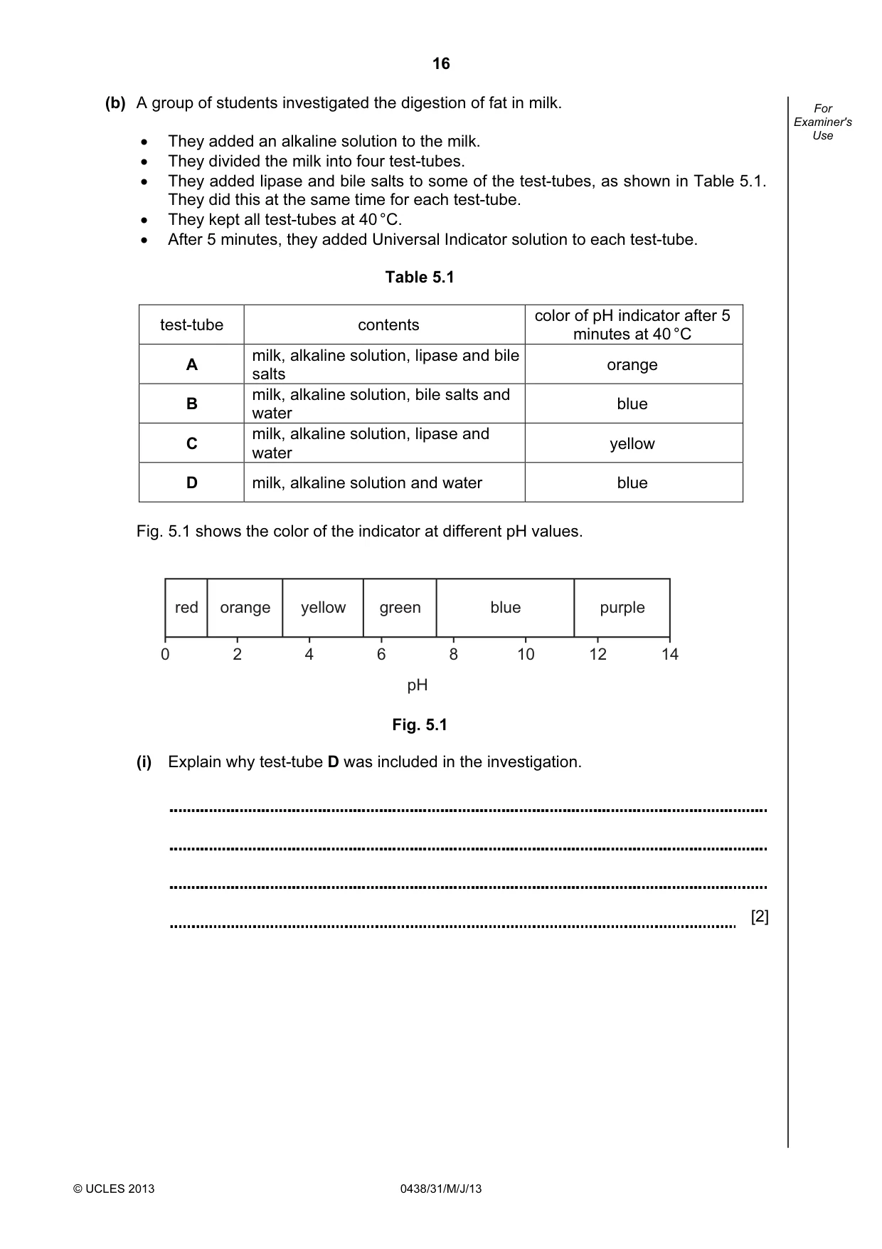 Cambridge IGCSE Biology (BES) 0438 2013 May/June Paper 3 · Variant 1 question paper, page 16 of 20