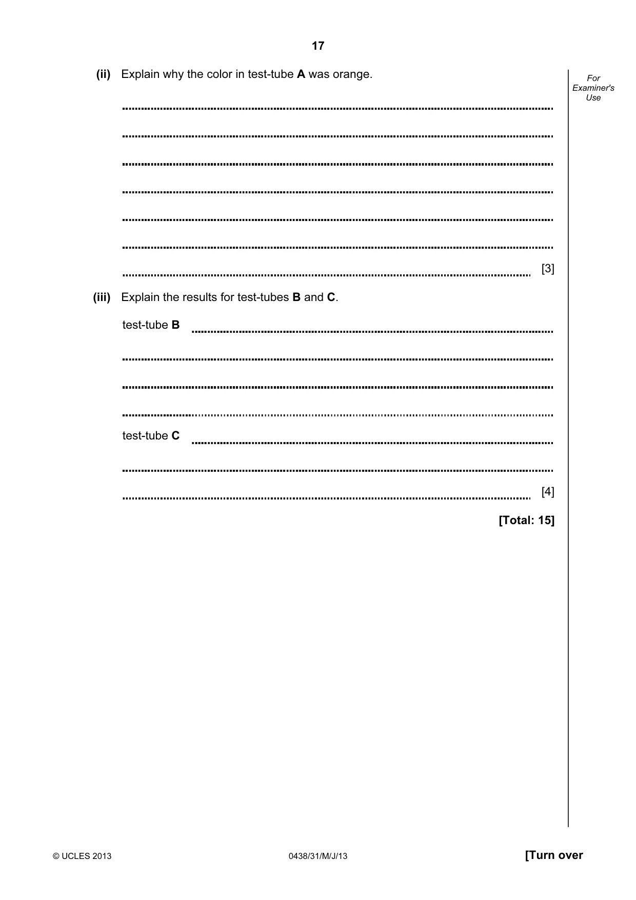 Cambridge IGCSE Biology (BES) 0438 2013 May/June Paper 3 · Variant 1 question paper, page 17 of 20