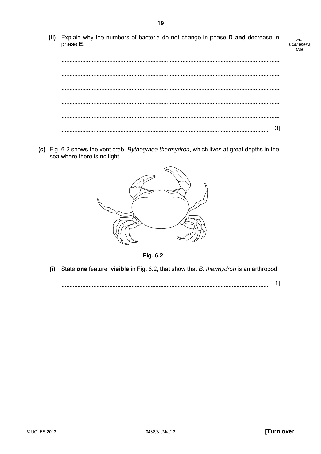 Cambridge IGCSE Biology (BES) 0438 2013 May/June Paper 3 · Variant 1 question paper, page 19 of 20