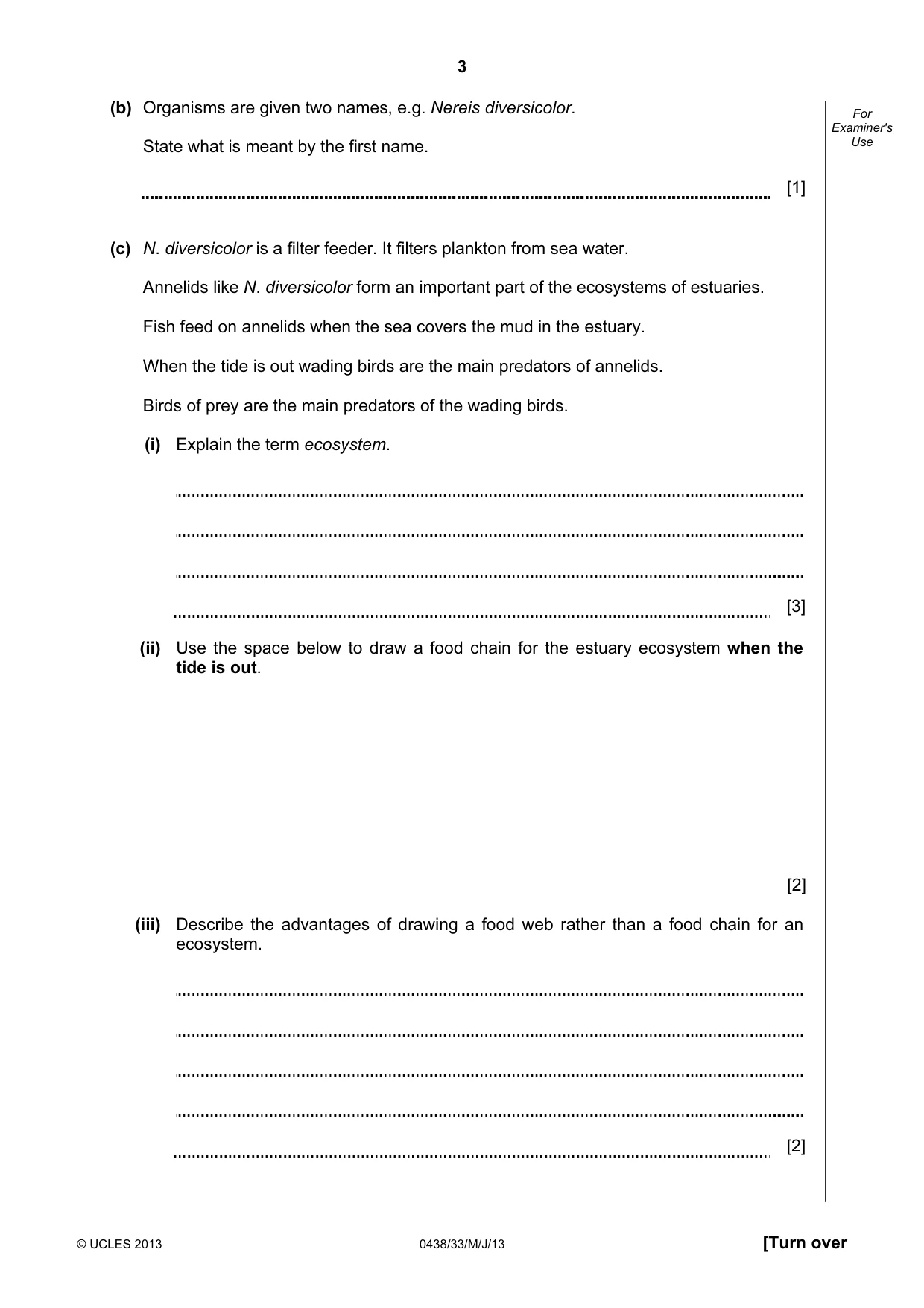Cambridge IGCSE Biology (BES) 0438 2013 May/June Paper 3 · Variant 3 question paper, page 3 of 20