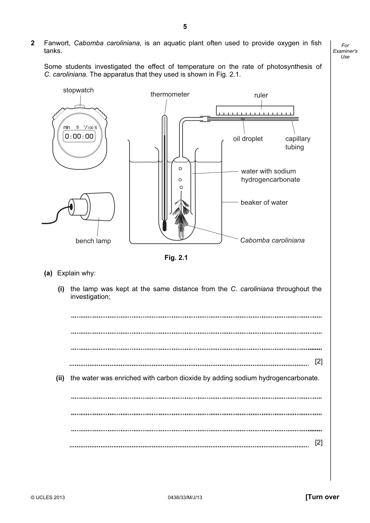 Cambridge IGCSE Biology (BES) 0438 2013 May/June Paper 3 · Variant 3 question paper, page 5 of 20