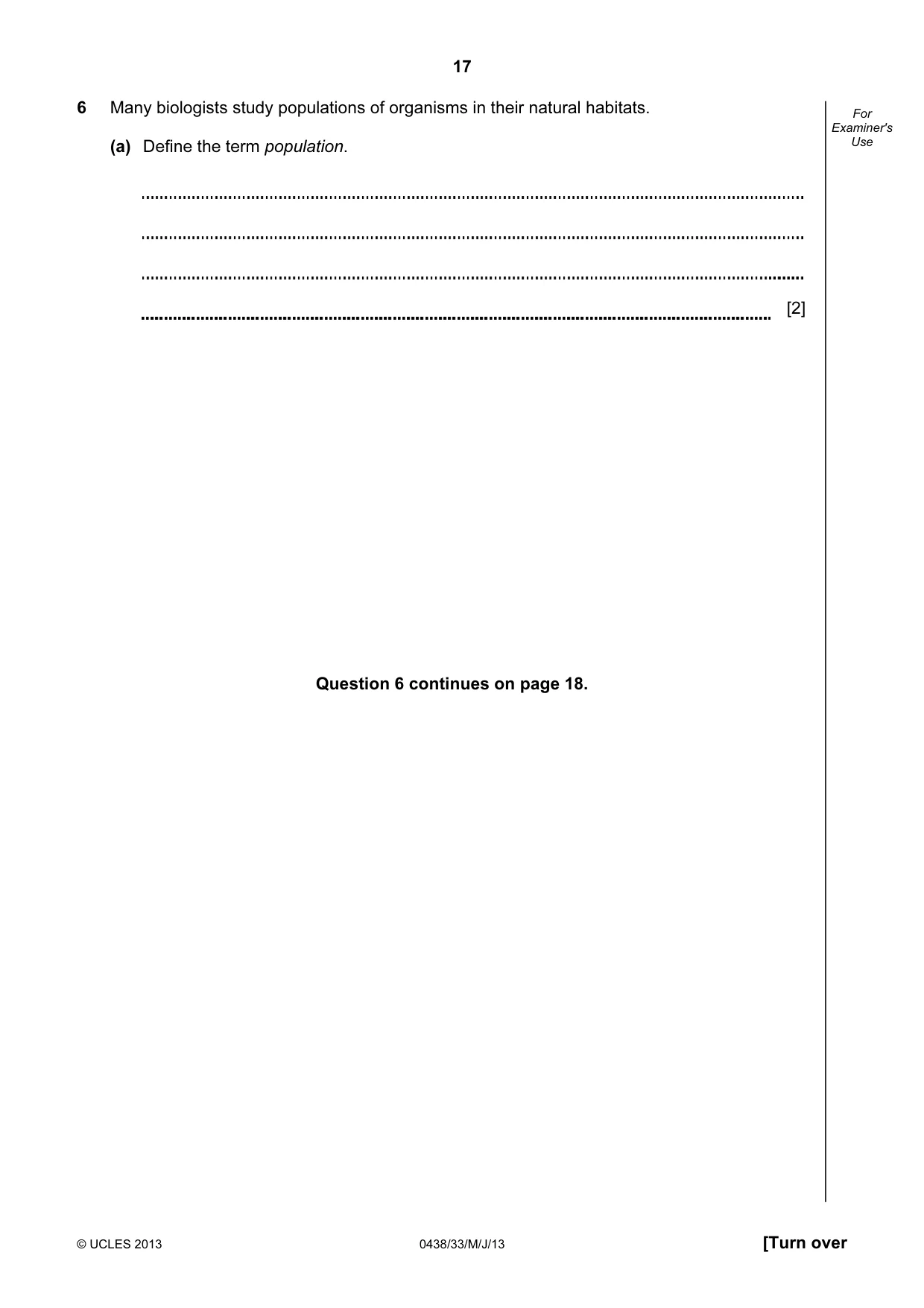 Cambridge IGCSE Biology (BES) 0438 2013 May/June Paper 3 · Variant 3 question paper, page 17 of 20