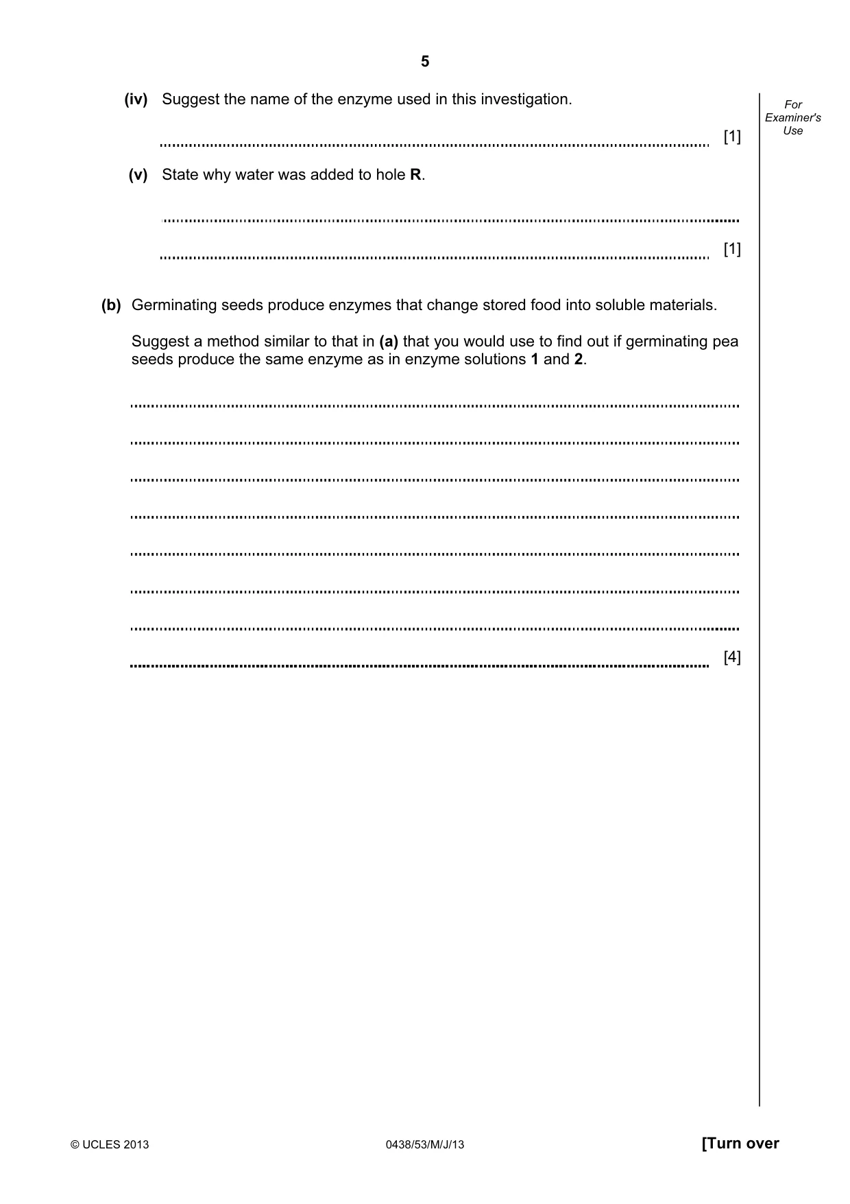 Cambridge IGCSE Biology (BES) 0438 2013 May/June Paper 5 · Variant 3 question paper, page 5 of 16