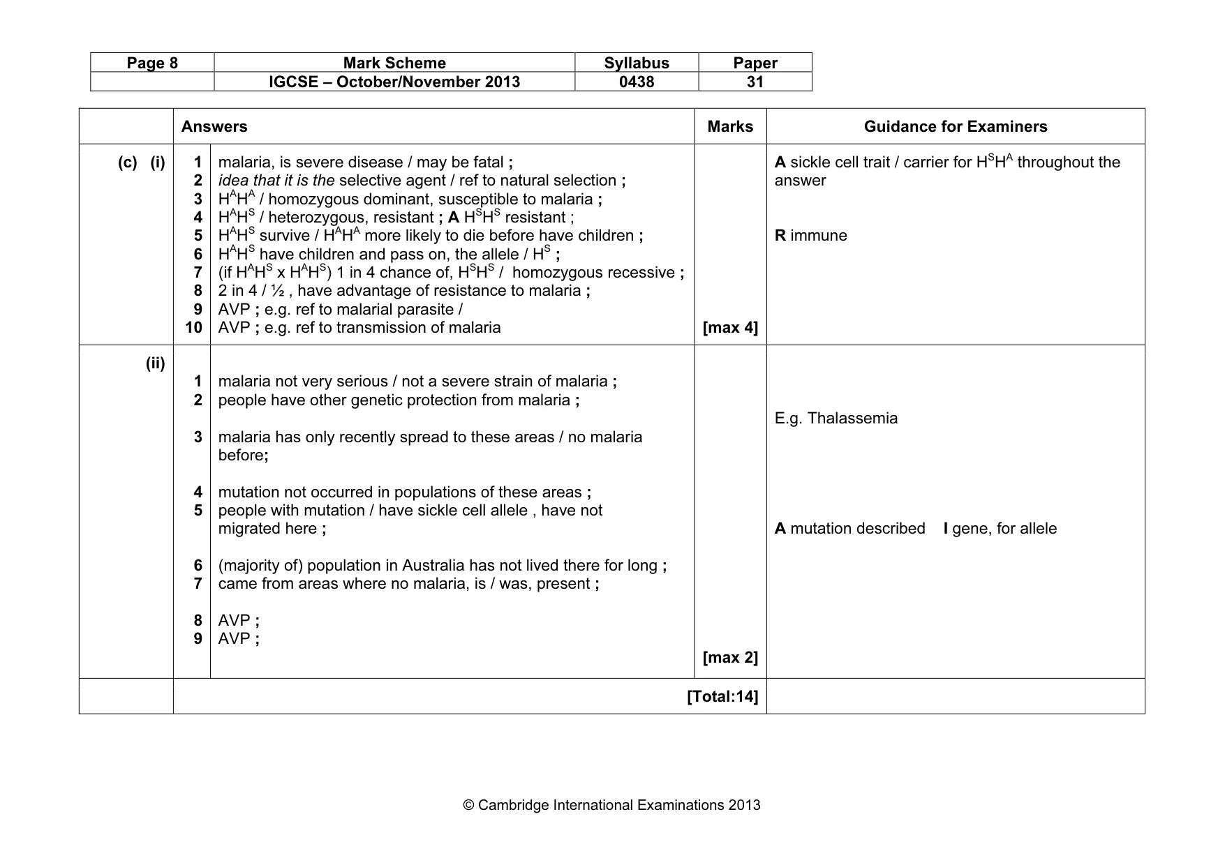 Mark scheme, page 8 of 11
