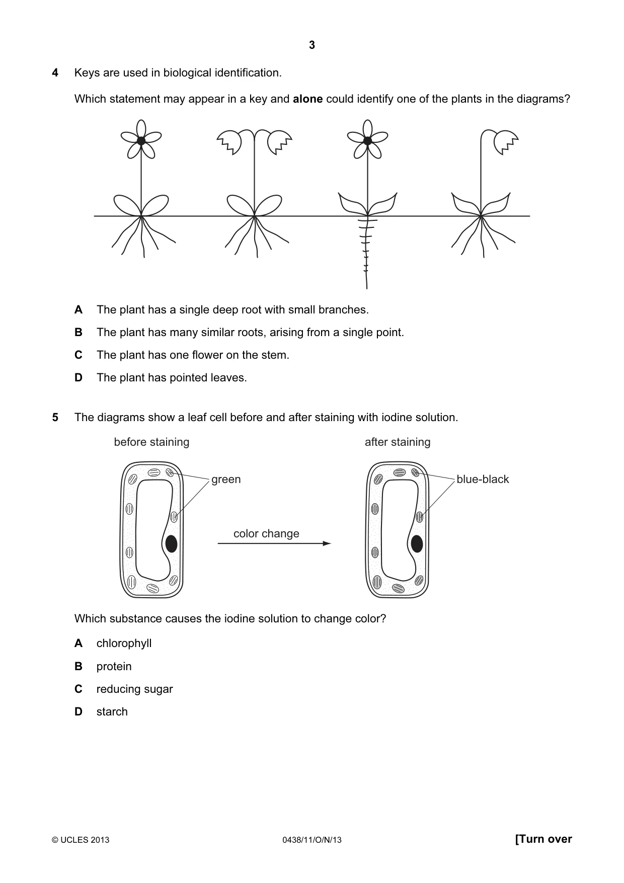 Cambridge IGCSE Biology (BES) 0438 2013 Oct/Nov Paper 1 · Variant 1 question paper, page 3 of 20